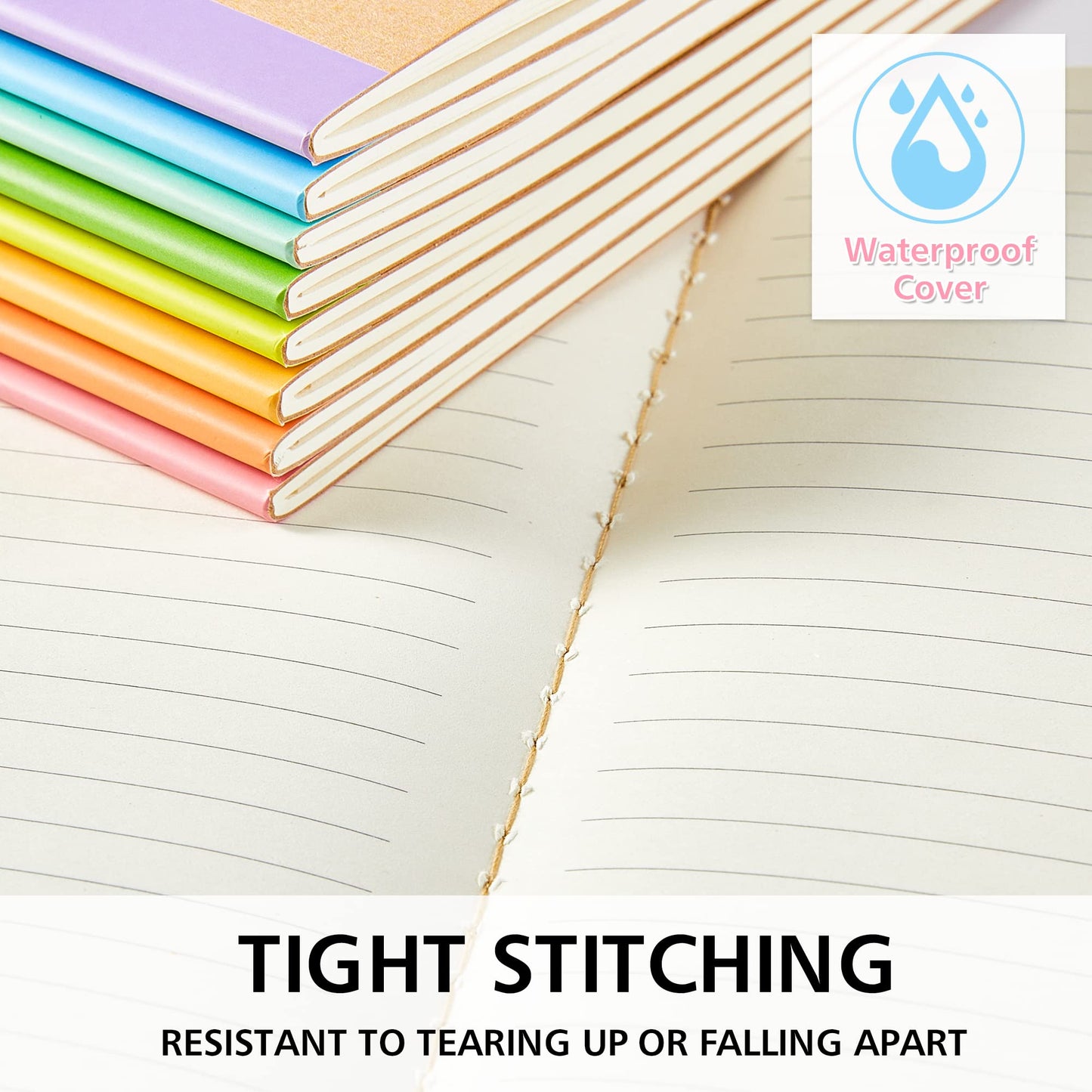 16 Pack Composition Notebook, 60 Pages, 8.3”x 5.5”, A5, 8 Pastel Colors