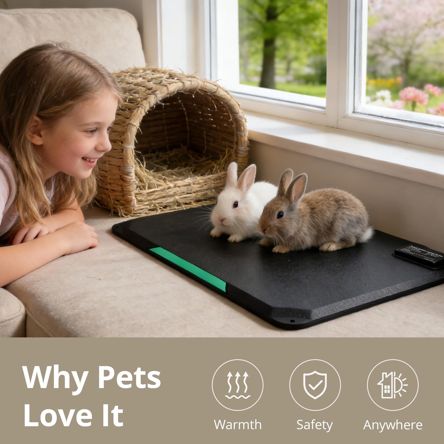 Outdoor Heated Pad for Small Animals, 16.5" x 11.8", 35 Watts