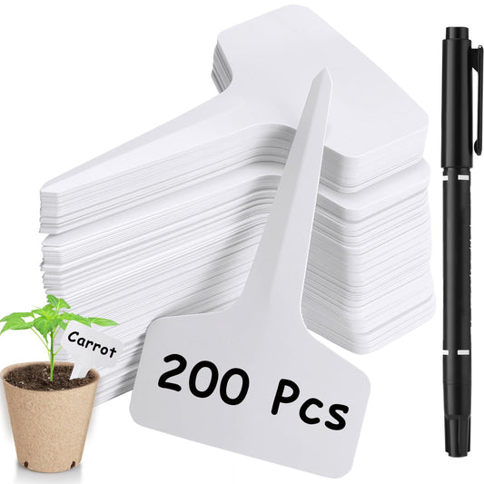 200 Pack Plant Labels T-Shape, White