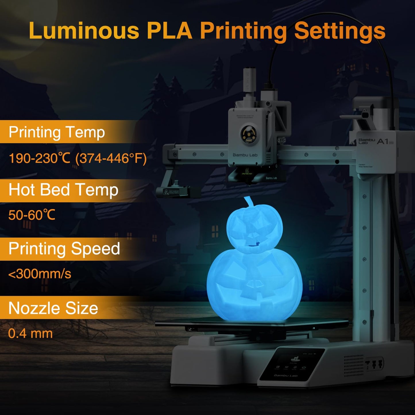 PLA Glow in The Dark Filament Bundle | 4-Pack(250g per Spool, 1Kg Total) |