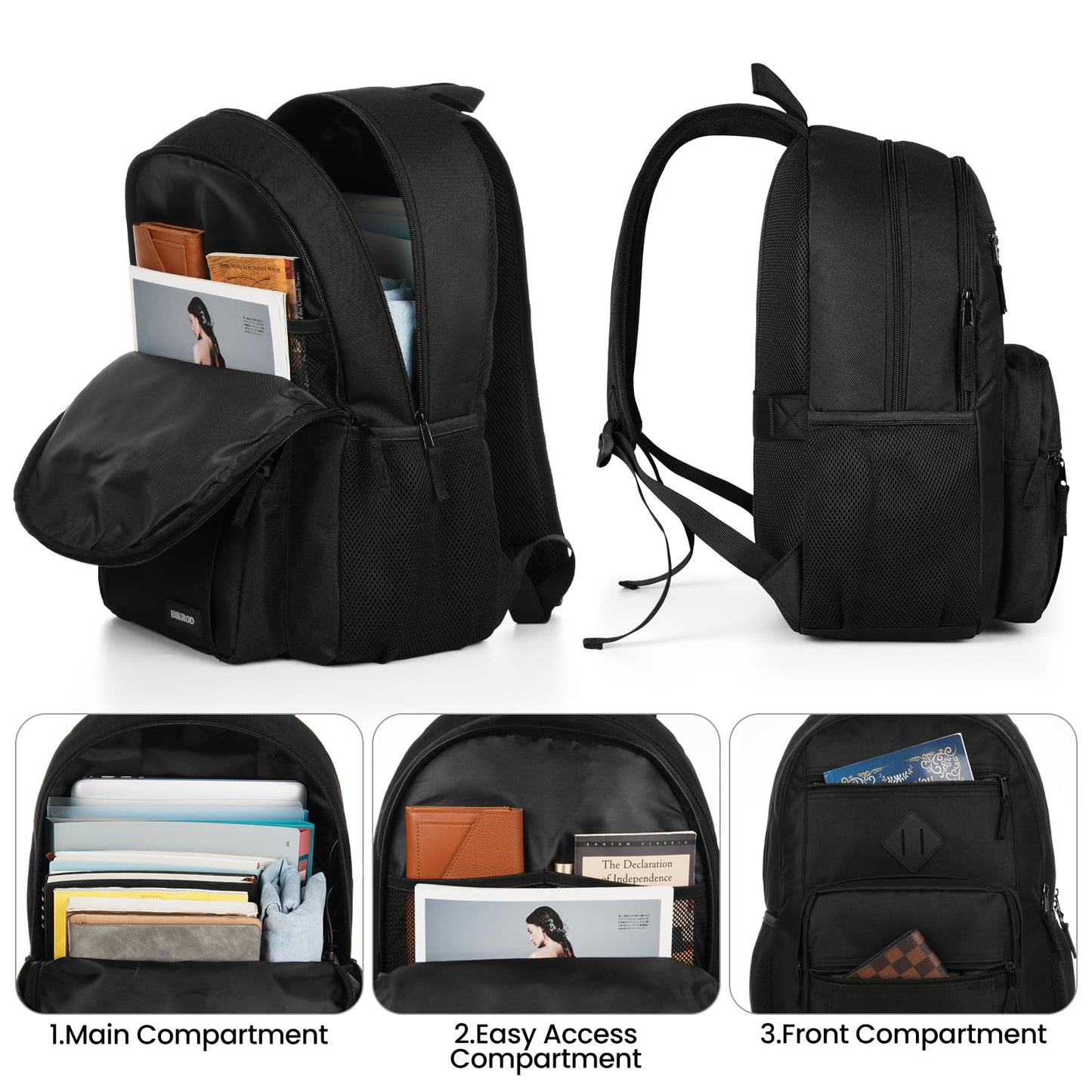 BIKROD Black Backpack Fits 15.6 Inch Notebook