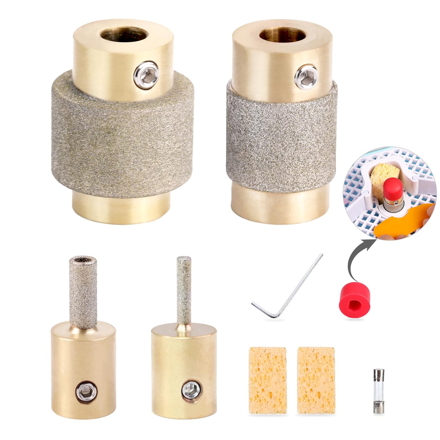 Combination Set 1 3/4 1/4 1/8 Inch Diamond Grinder Bit Head Tools Brass Core Stained Glass Grinder Bits & Diamond Grinder Bit Head Tools, Tools and Supplies for Stained Glass (4)