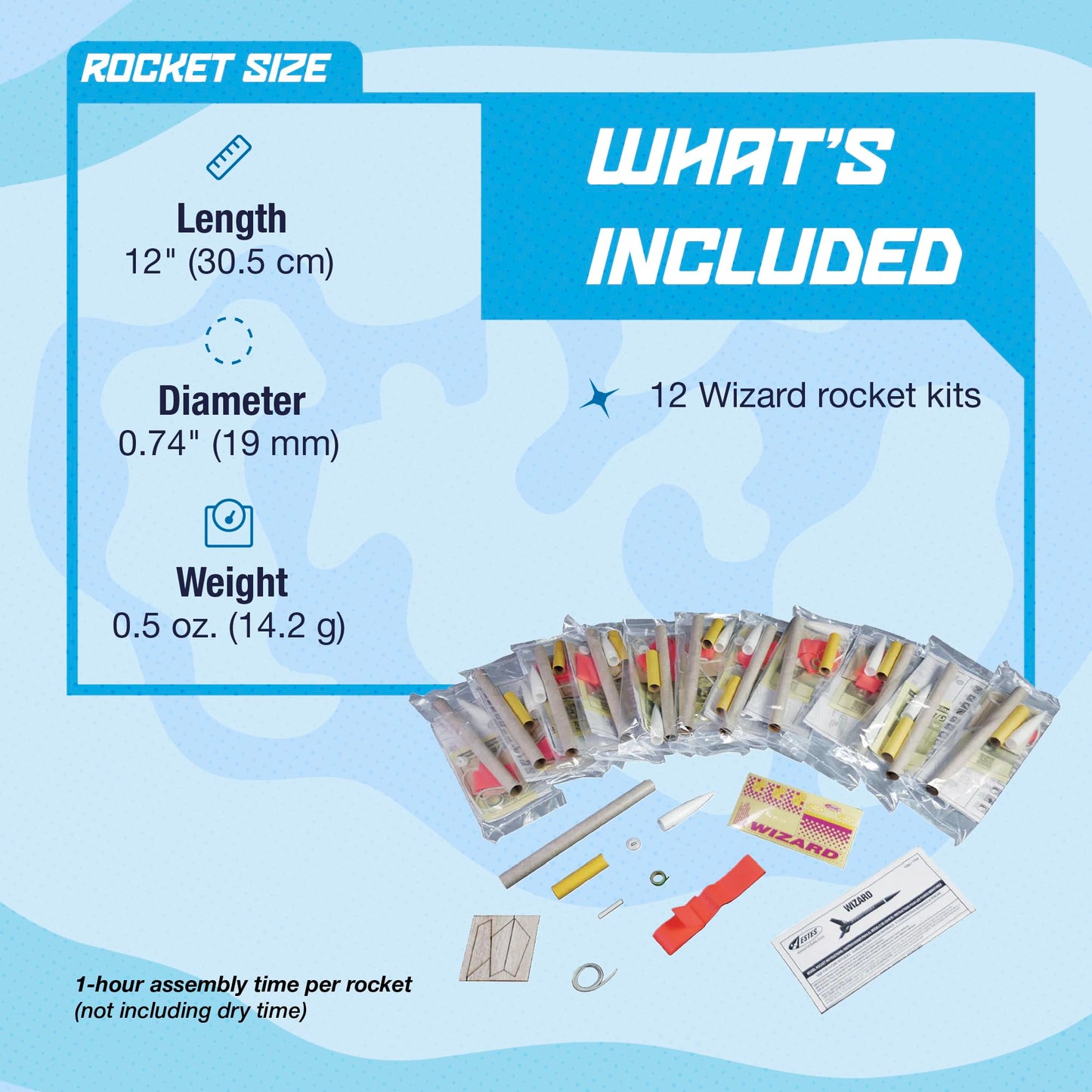 Estes 1754 Pack of 12 Wizard Rocket-Building Kits