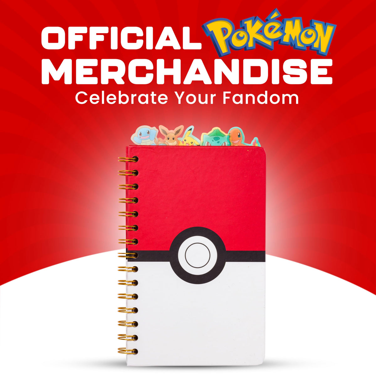Silver Buffalo Pokémon Pokeball, Pikachu, Spiral Tabbed Notebook, 8" x 5"