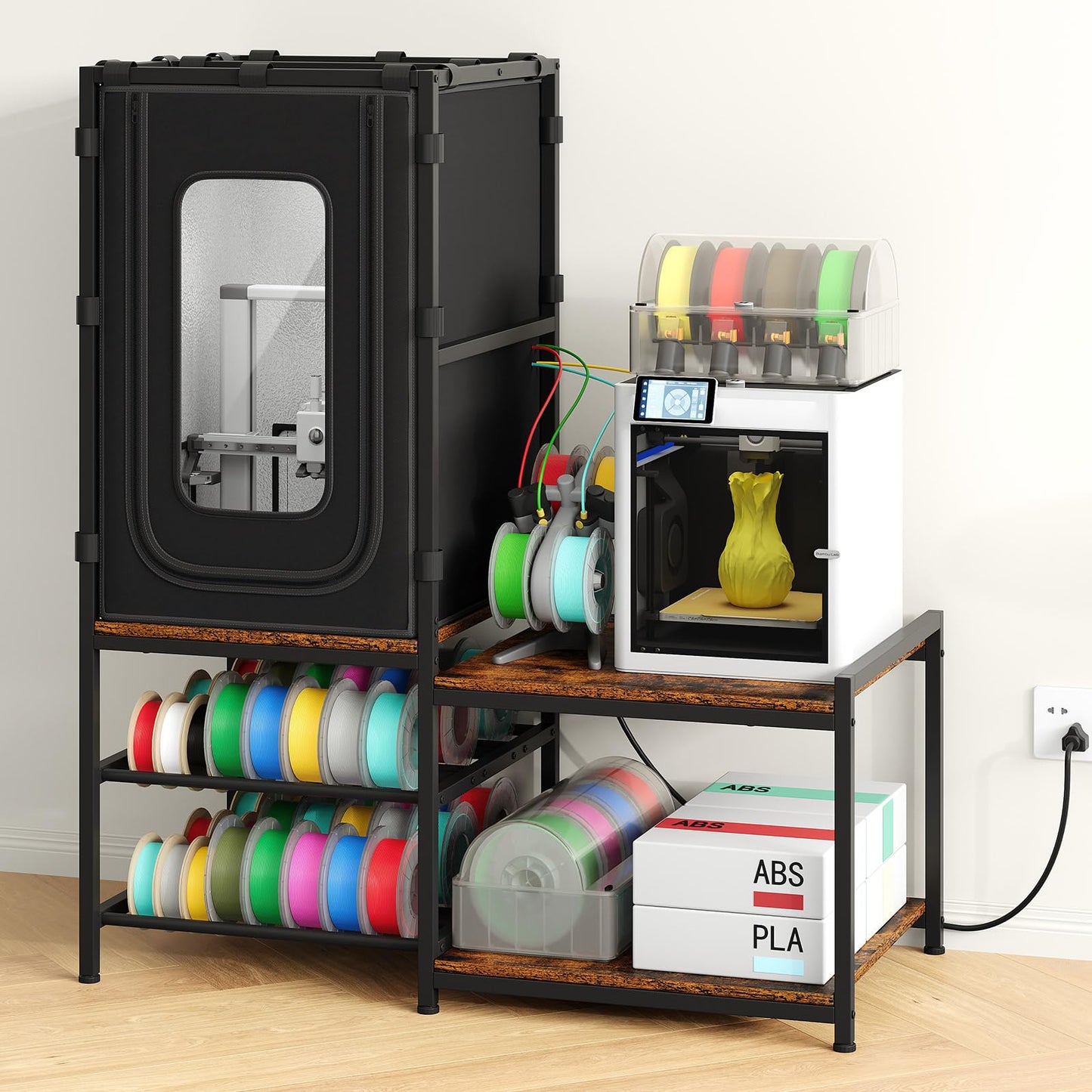 3D Printer Table with Filament Storage Rack