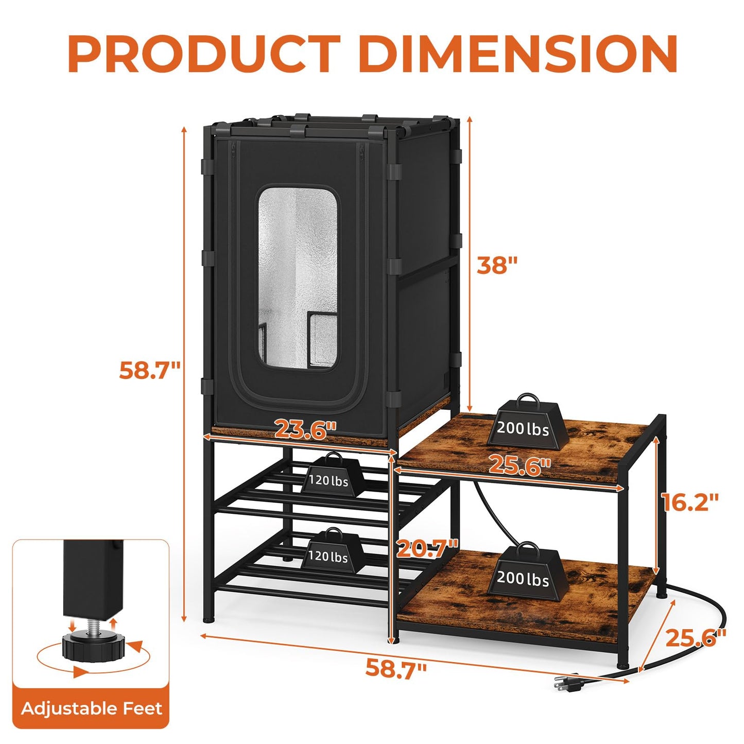 3D Printer Table with Filament Storage Rack