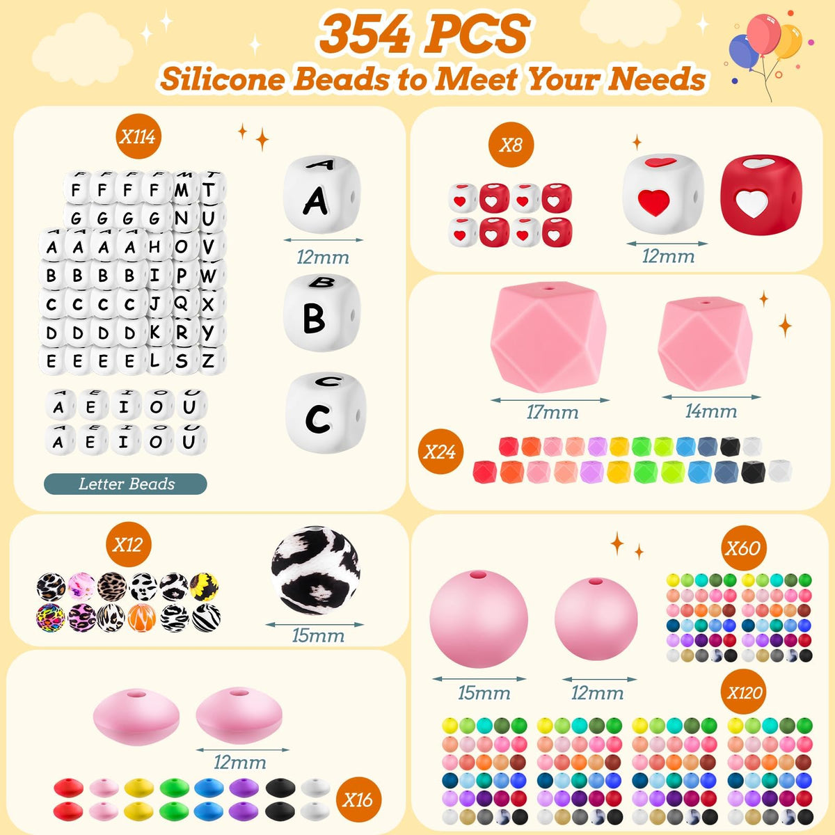 TOHONGADON 392 Pcs Silicone Beads