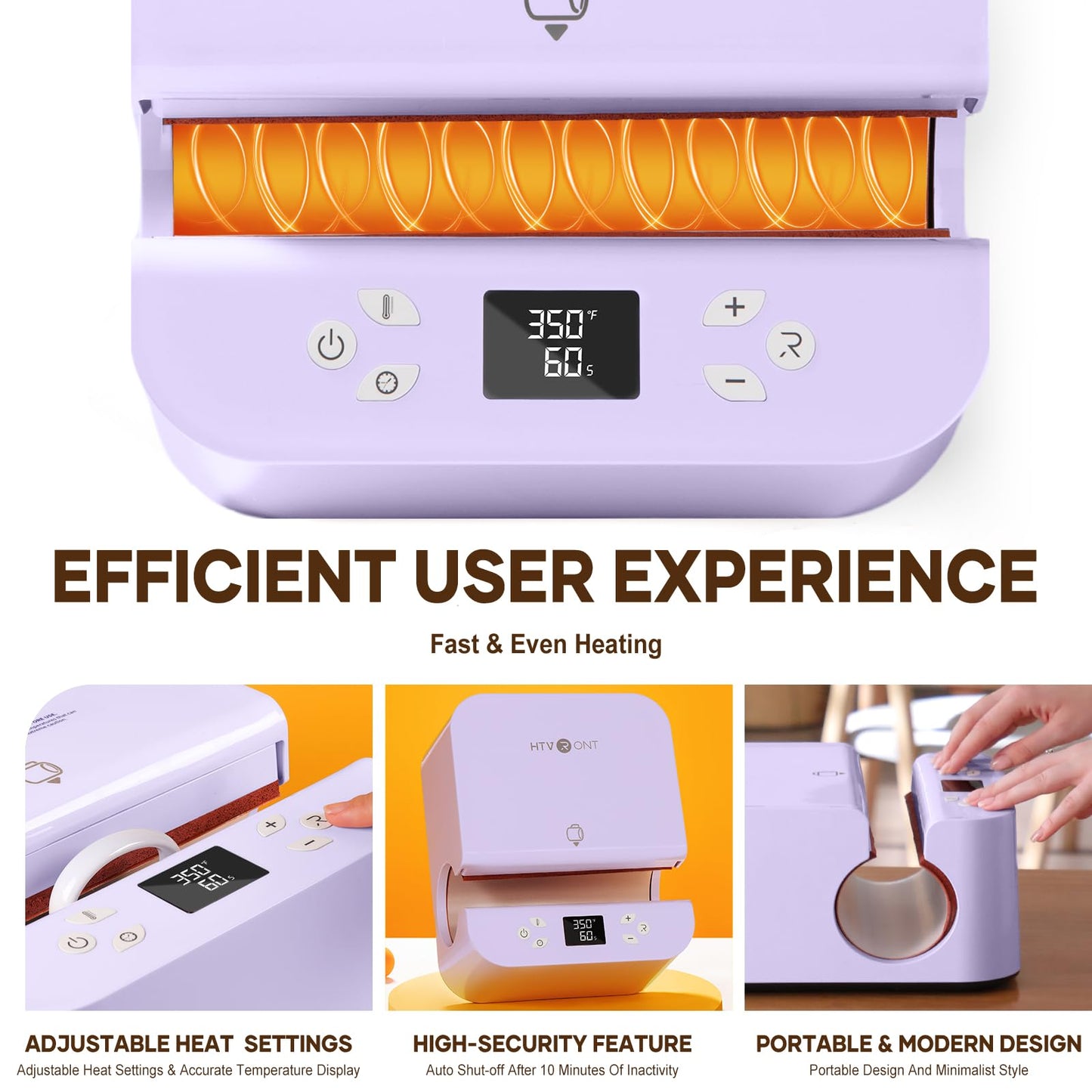 HTVRONT Auto Heat Press 2, Auto Tumbler Heat Press Purple