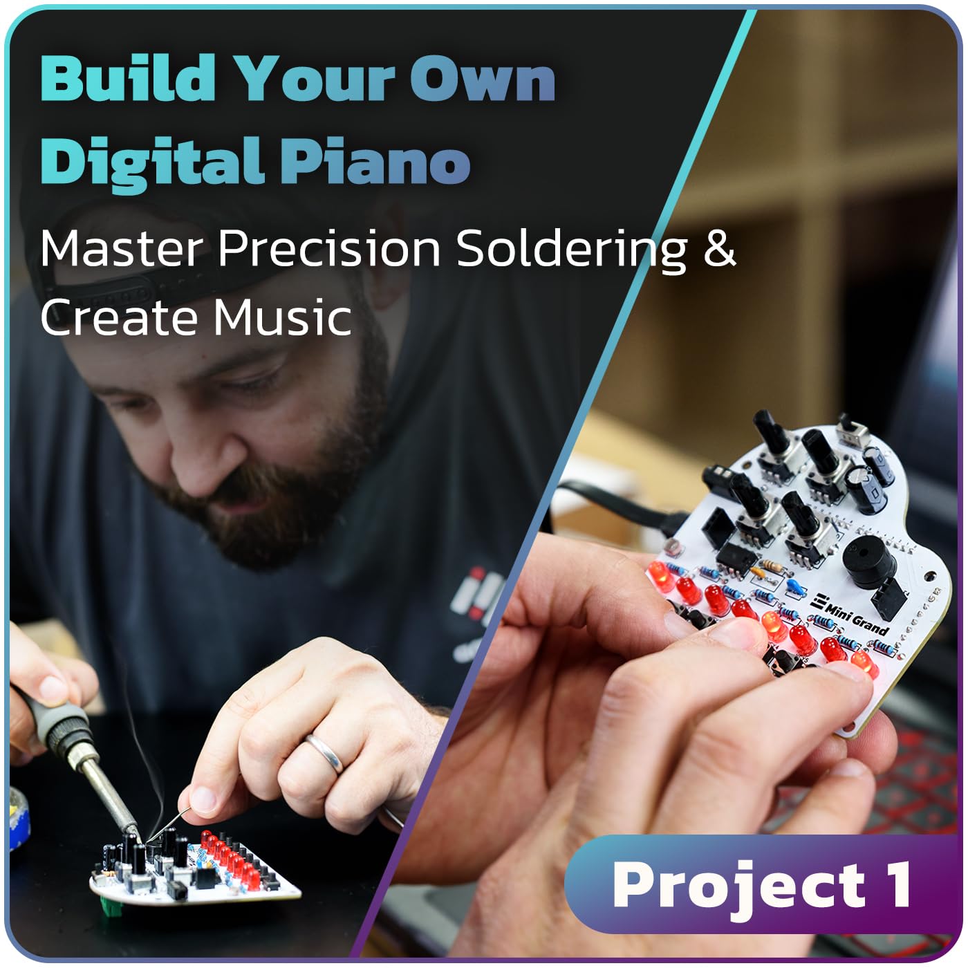 Soldering Practice Kit. Build 3 Gadgets: Digital Piano, Game Console & Keypad. With Arduino Compatible microcontroller, PDF and video tutorials