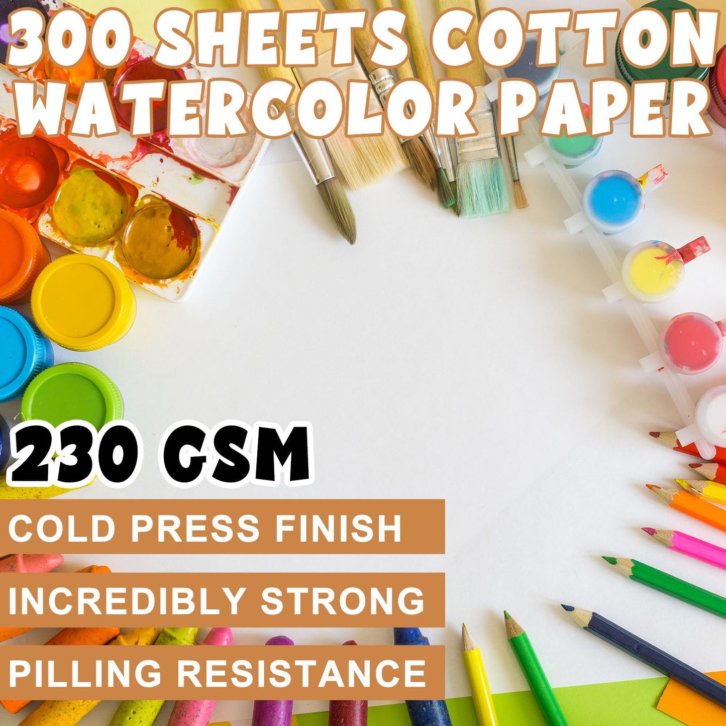 300 Pcs Watercolor Paper Sheet Bulk White Cold Press Paper Pack 110 lb 230 GSM