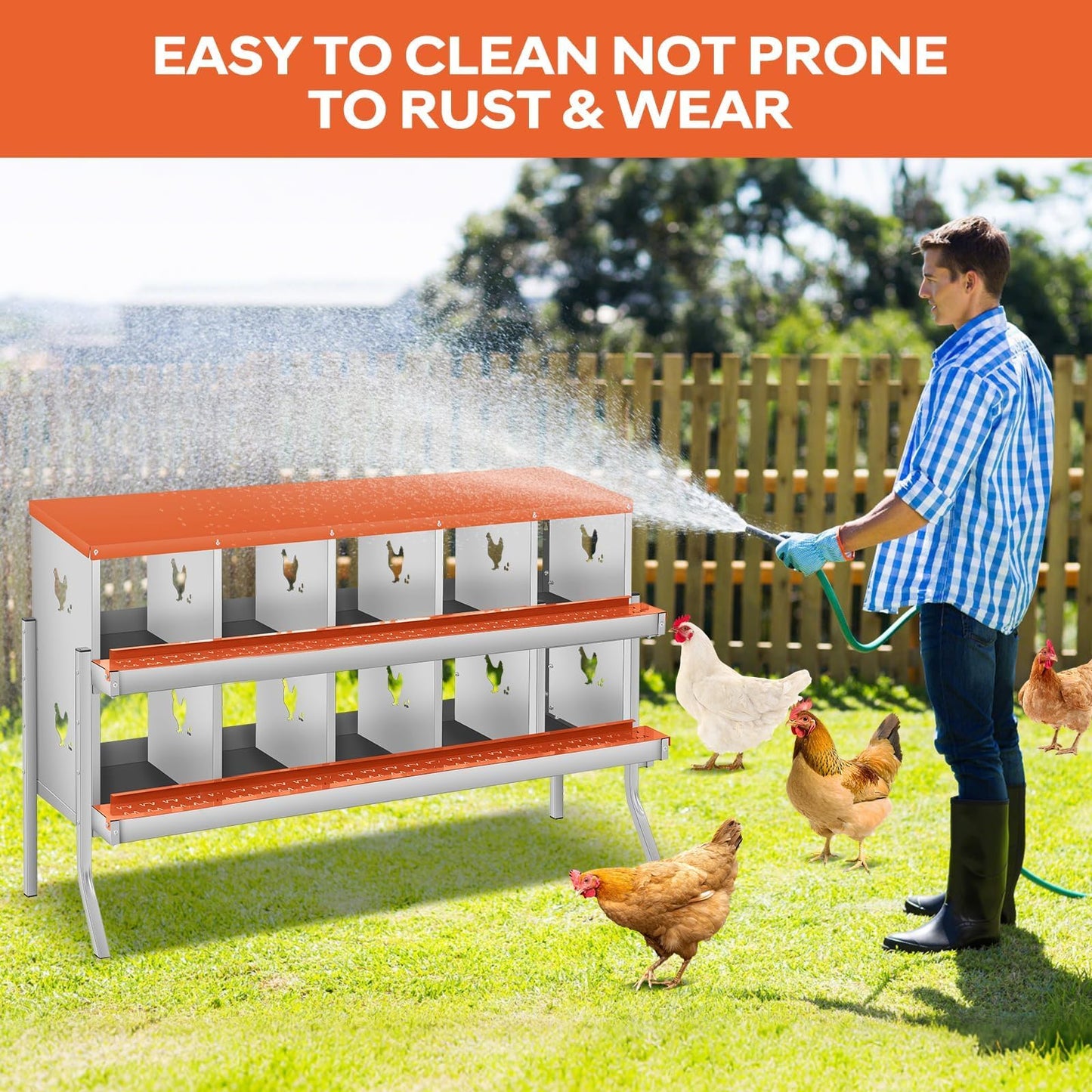 Garvee Chicken Nesting Box, 10 Compartments Nesting Box for Chickens
