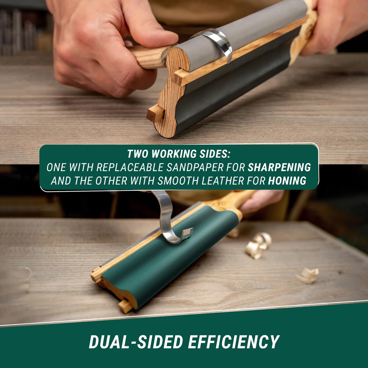 Wood Carving Strop Wood Carving Gouge Hook Knife Sharpening Honing Tools Strop Stropping Kit Leather Paddle Strop Spoon Carving Tools Sharpening Kit Sharpener with Polishing Compound