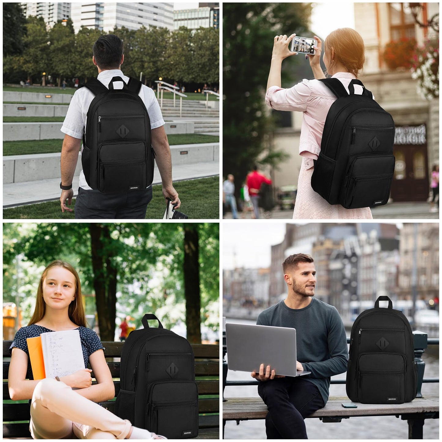 BIKROD Black Backpack Fits 15.6 Inch Notebook
