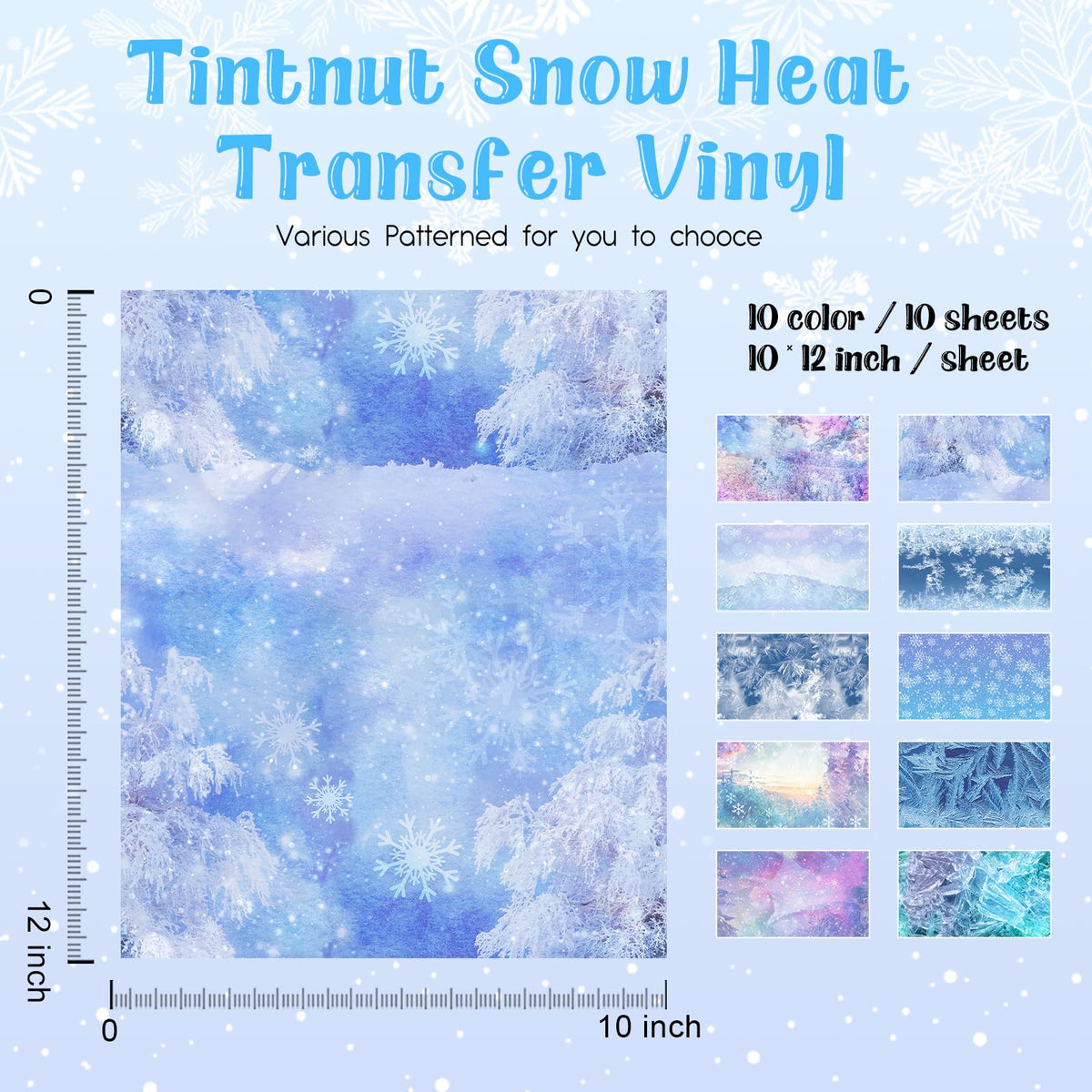 Tintnut Winter Snowscape Heat Transfer Vinyl,10 Pcs 12×10in Iron on Vinyl