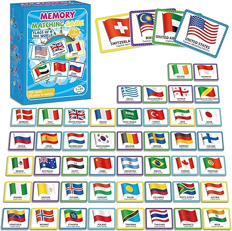 Memory Matching Game Flags of The World