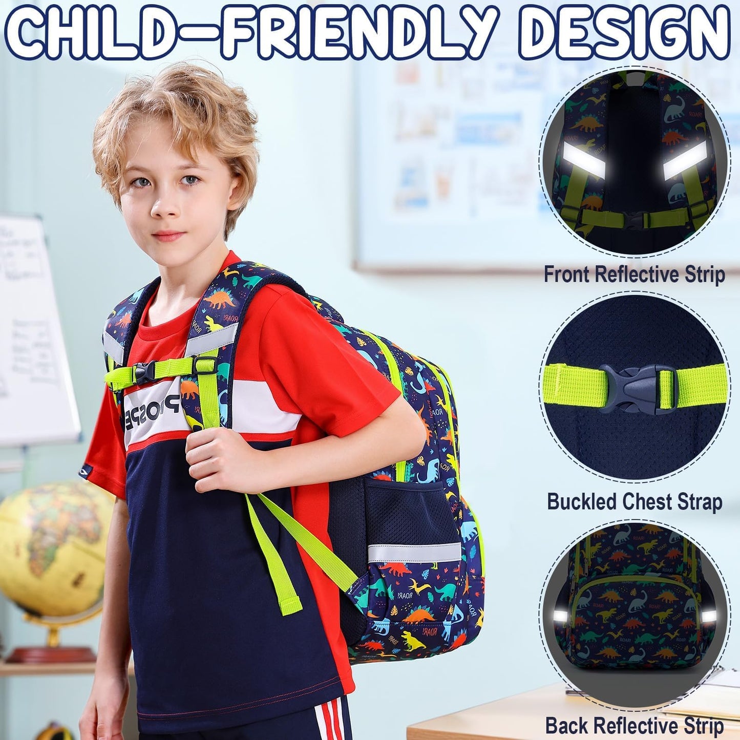 Fimibuke Kids Backpack, 3-in-1 Set with Lunch Box & Pencil Case