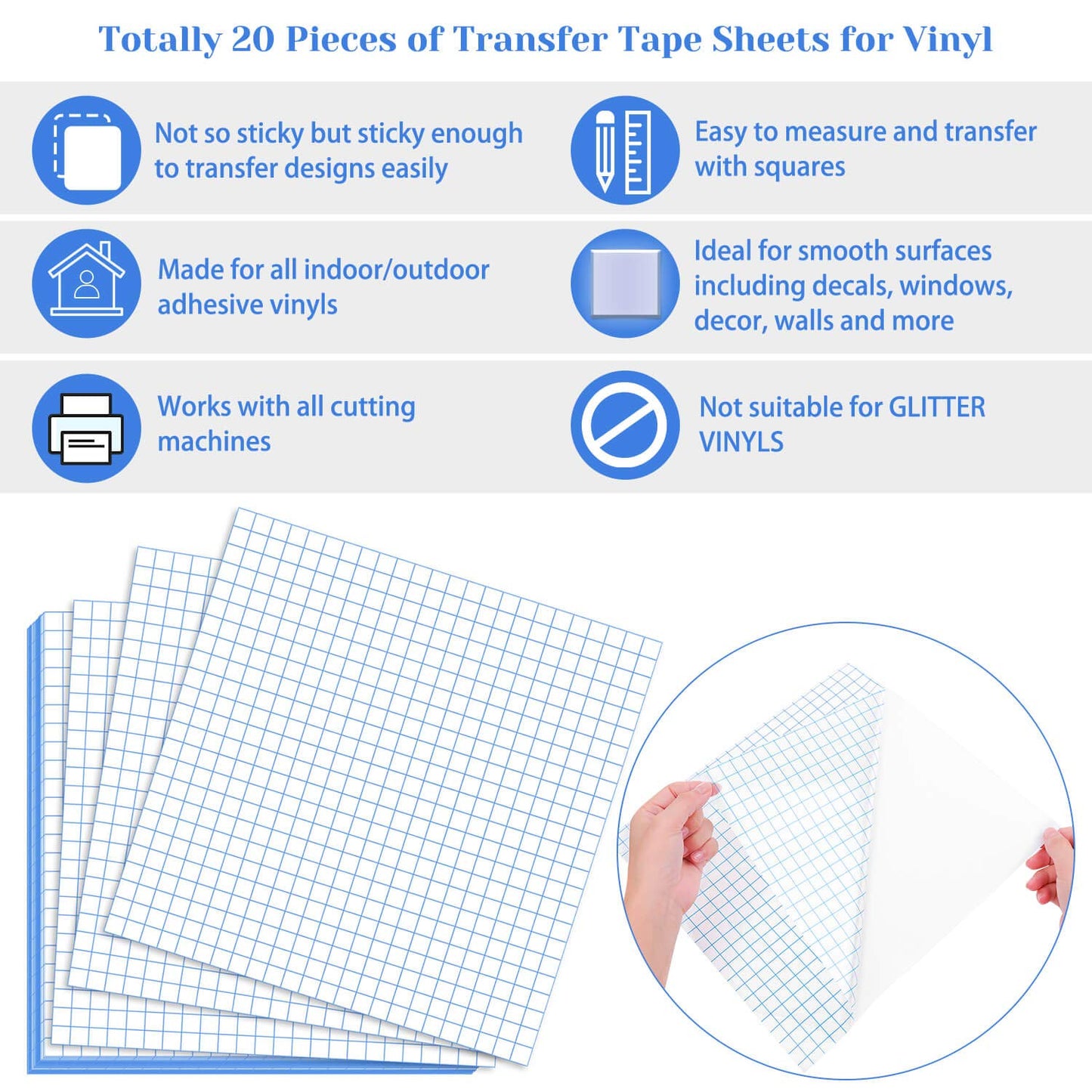 Transfer Tape, 20 Pack Transfer Tape Clear Contact Paper