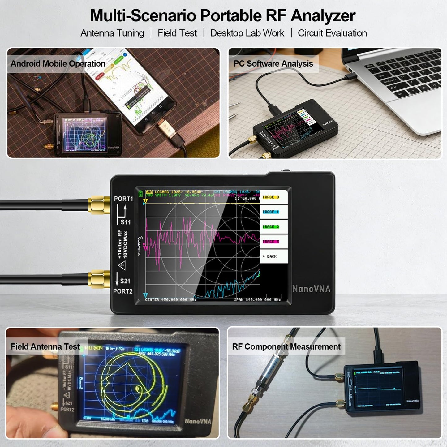 [Upgraded] AURSINC NanoVNA-H Vector Network Analyzer 9KHz -1.5GHz Latest HW V3.7 HF VHF UHF Antenna Analyzer, Measuring S Parameters, SWR, Phase, Delay, Smith Chart