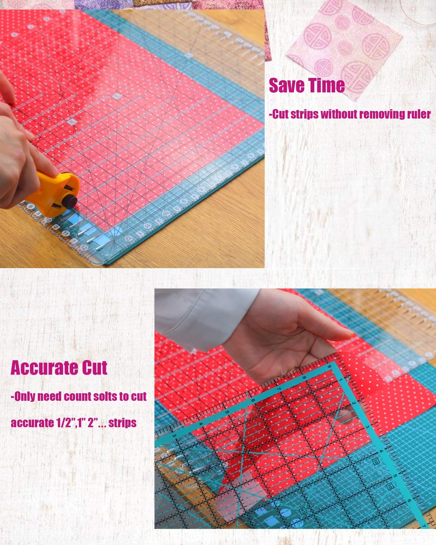 Quilting Ruler- 12.5 * 12.5" Slotted Rulers for Quilting and Sewing Quilt Strip Rulers