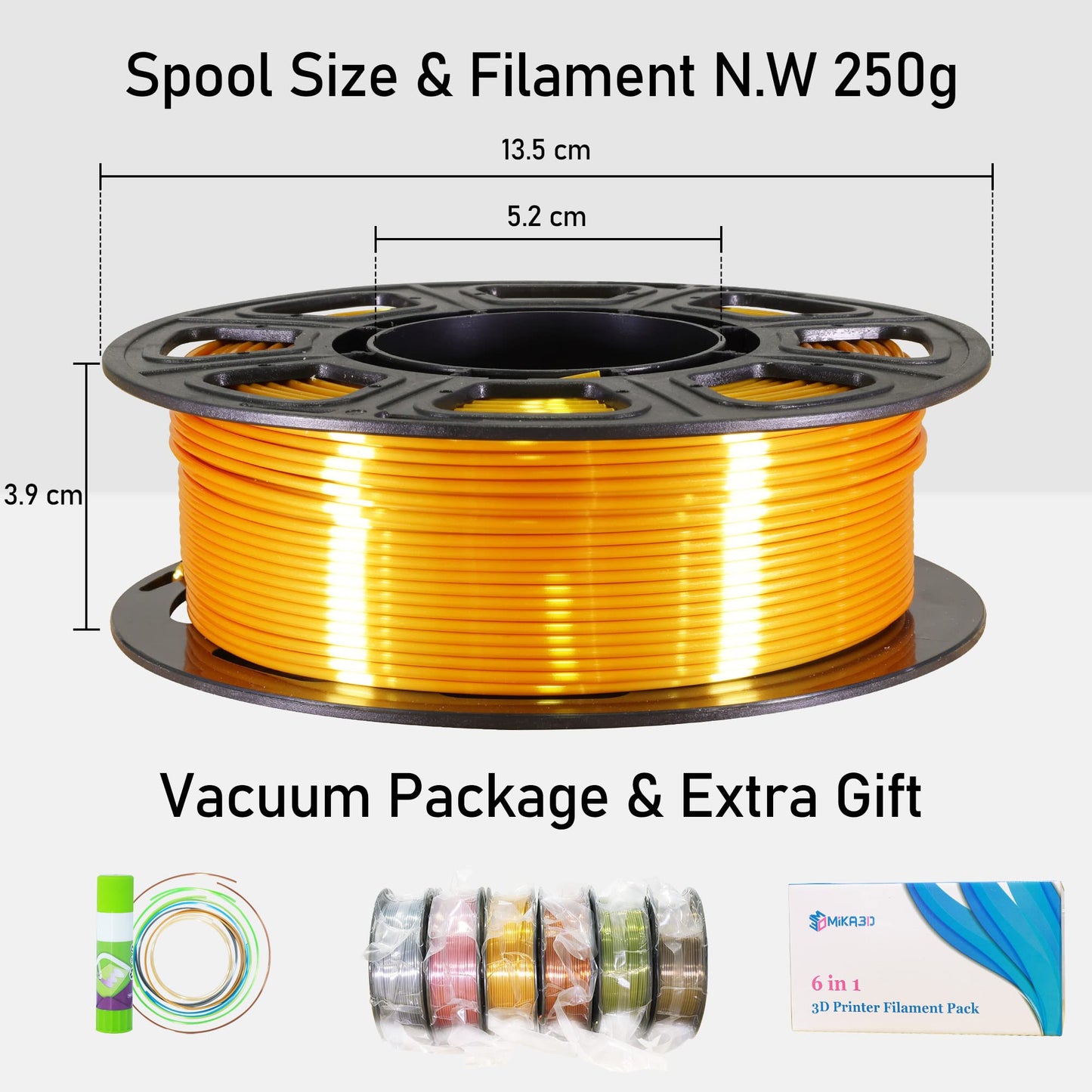 6 Spools 1.75mm Silk PLA 3D Printer Filament Bundle, 6 Metallic Shiny Colors