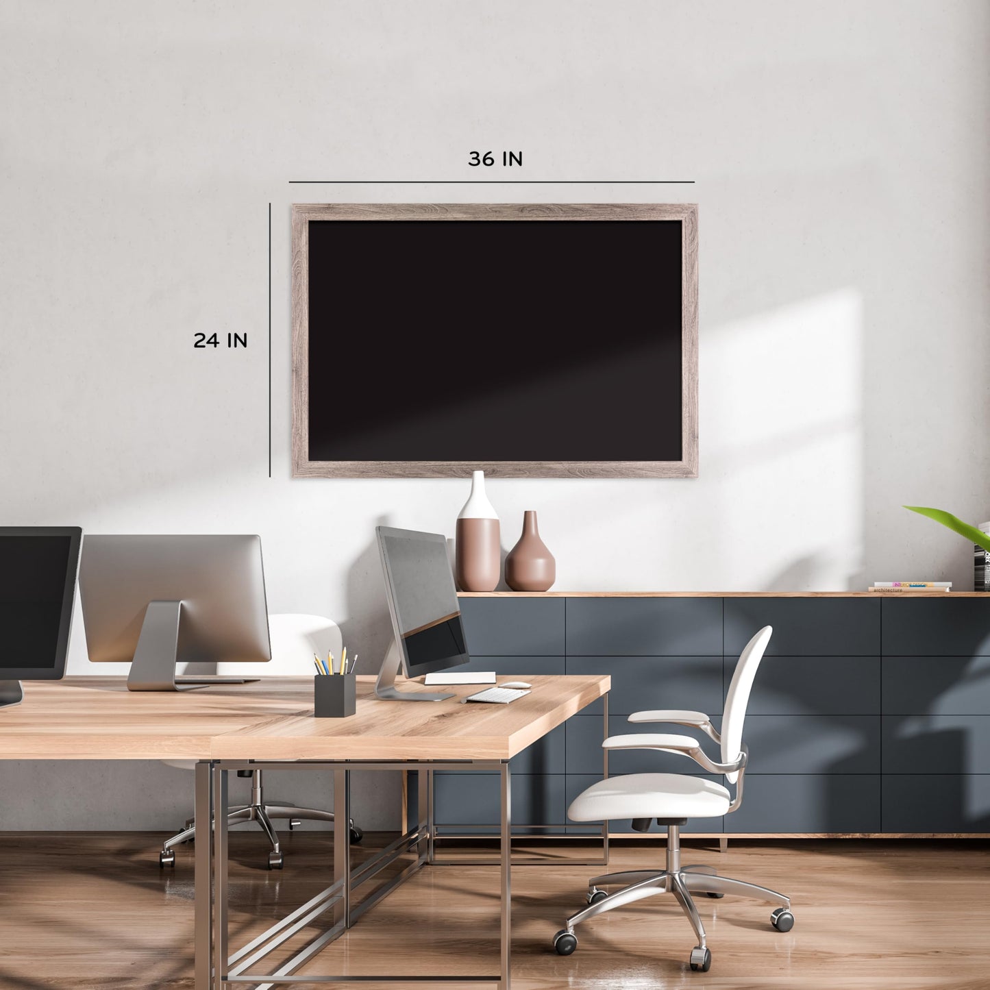 U Brands Magnetic Chalkboard, 24" x 36", Rustic Wood Frame