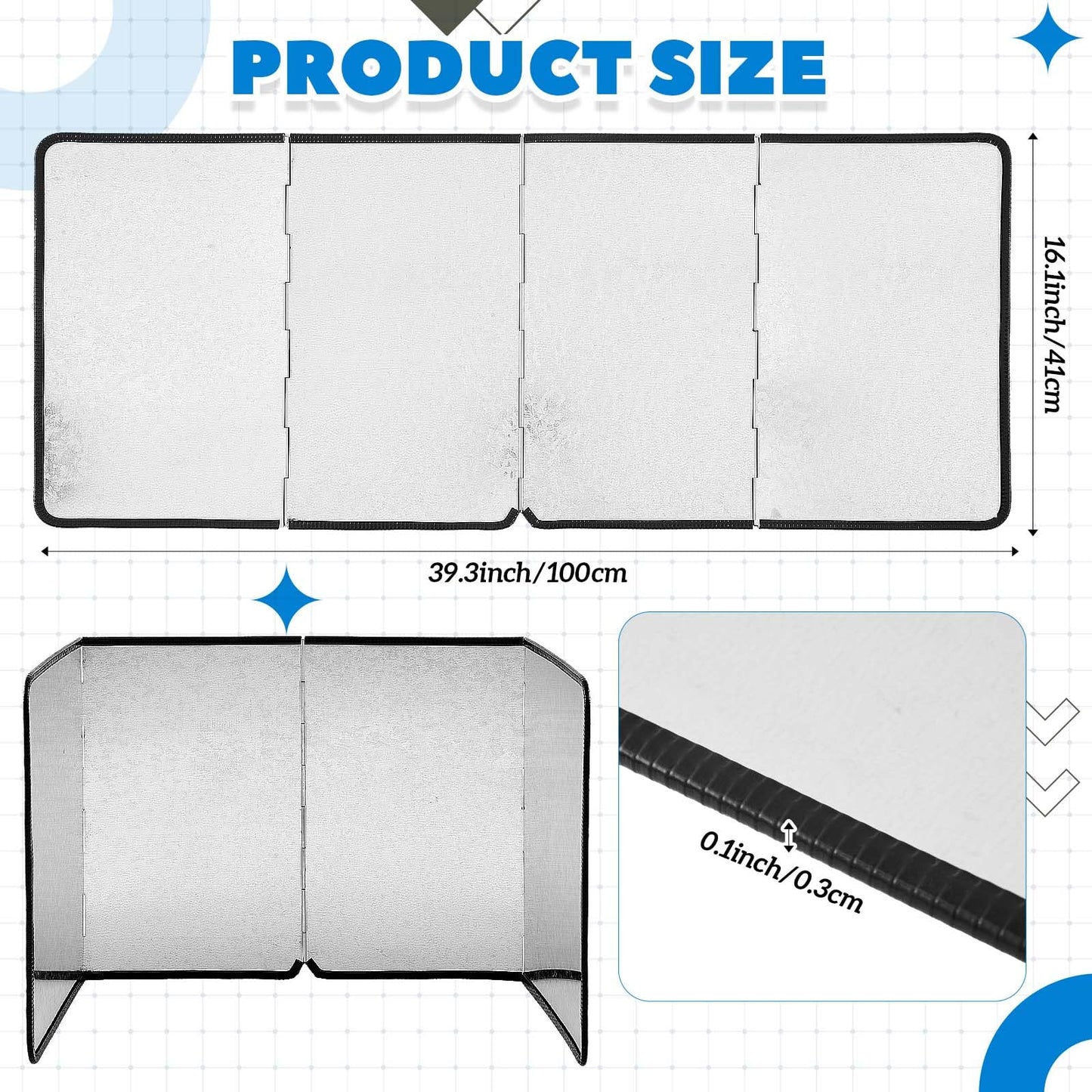 Splatter Guard Stained Glass Supplies 39.37 x 16.14 Inch Galvanized Sheet Grinder Splatter Screen Foldable Anti Splash Guard 4 Sided Protector with Power Cord Notch for Glass Grinding Machine