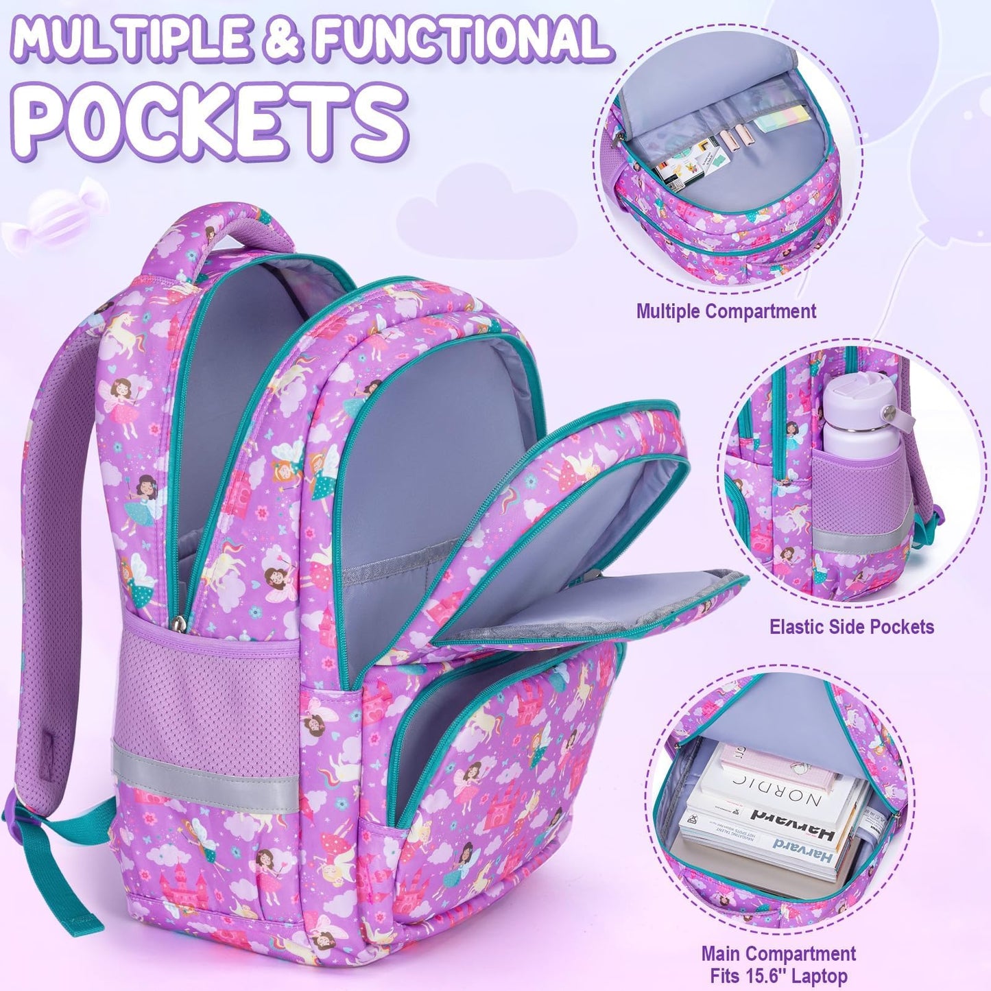 Fimibuke Kids Backpack, 3-in-1 Set with Lunch Box & Pencil Case