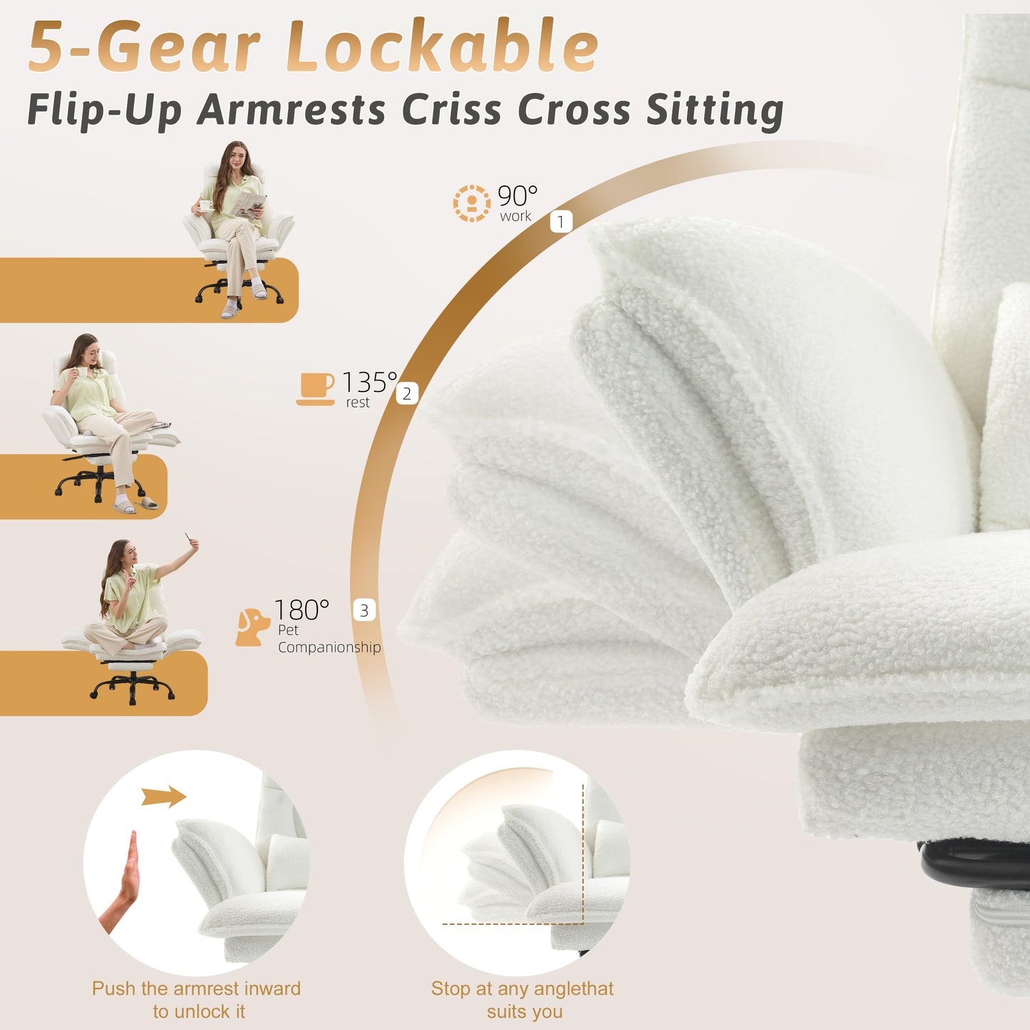 Office Chair, Heavy-Duty Chair, Fabric White