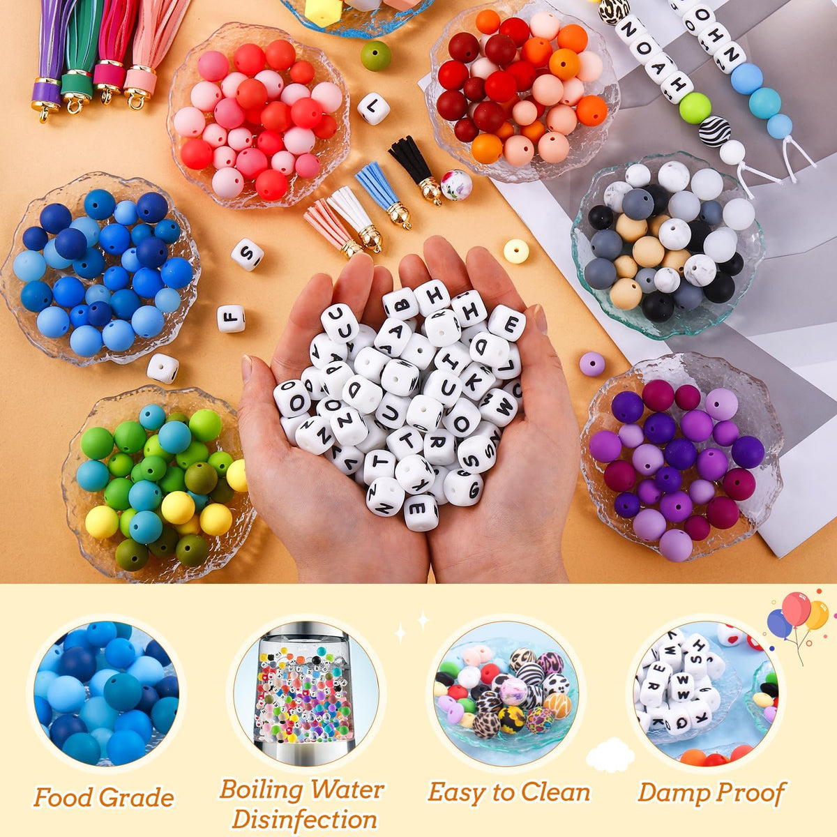 TOHONGADON 392 Pcs Silicone Beads