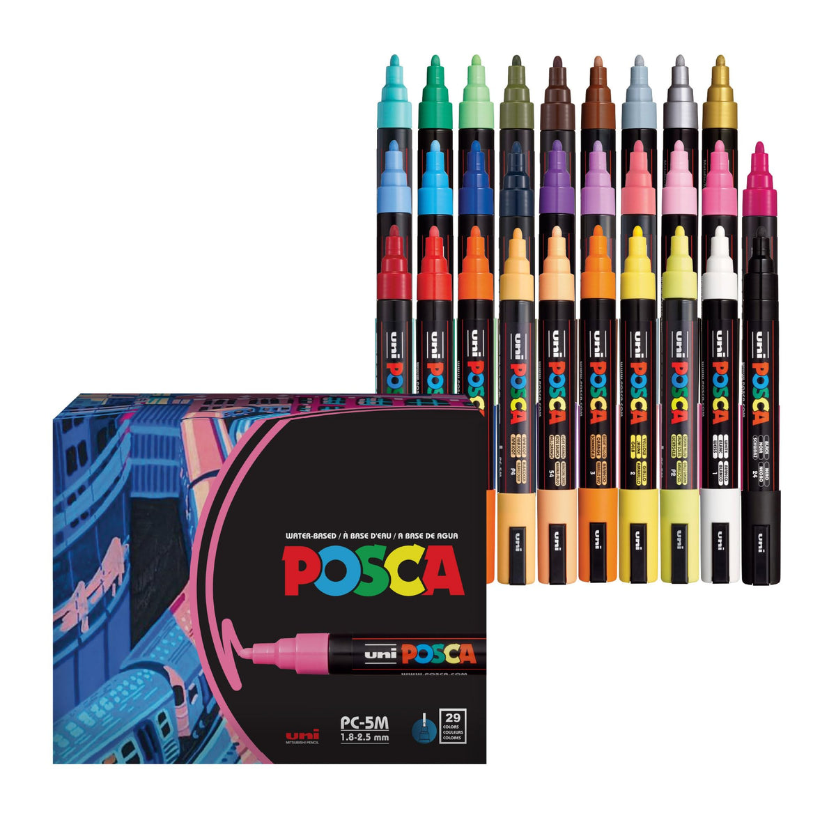 POSCA® PC-5M Paint Markers, 29 Count Medium Reversible Tip Set
