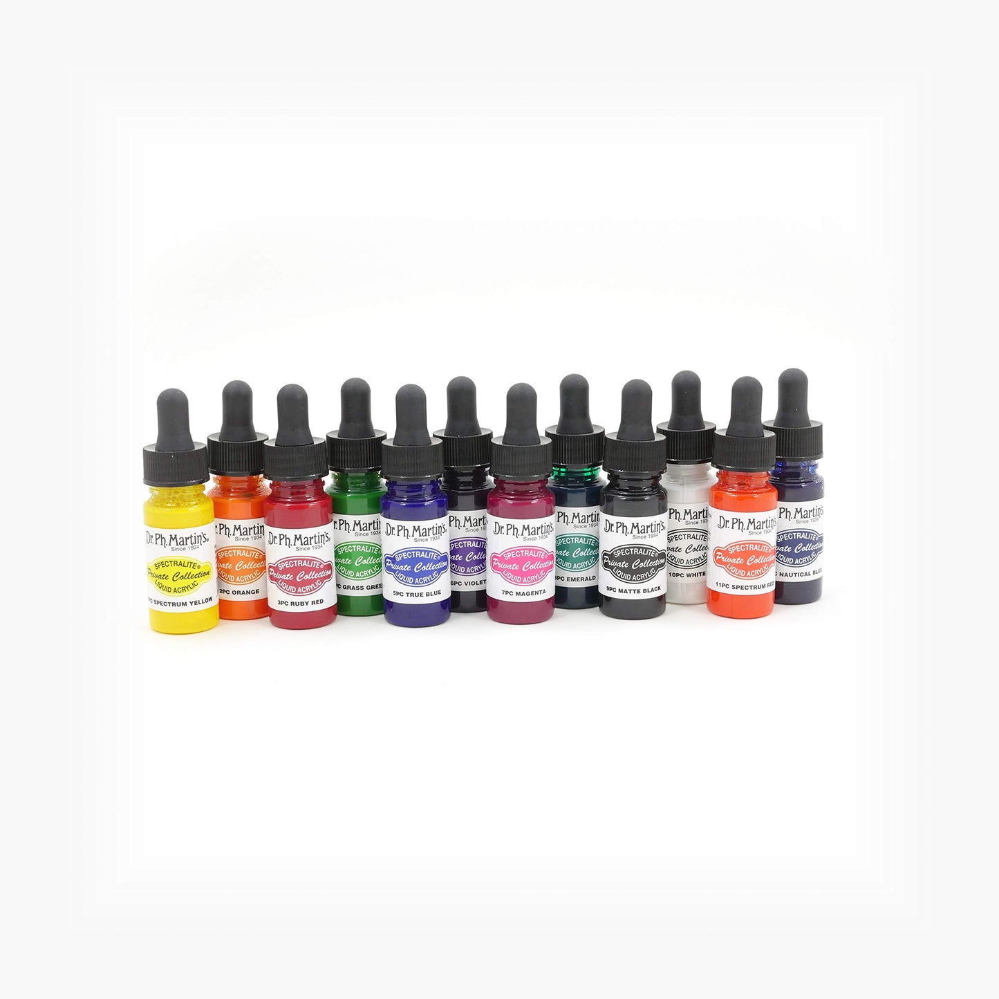 Dr. Ph. Martin's Spectralite Private Collection Liquid Acrylics Bottles, 0.5 oz, Set of 12 (Set 1)