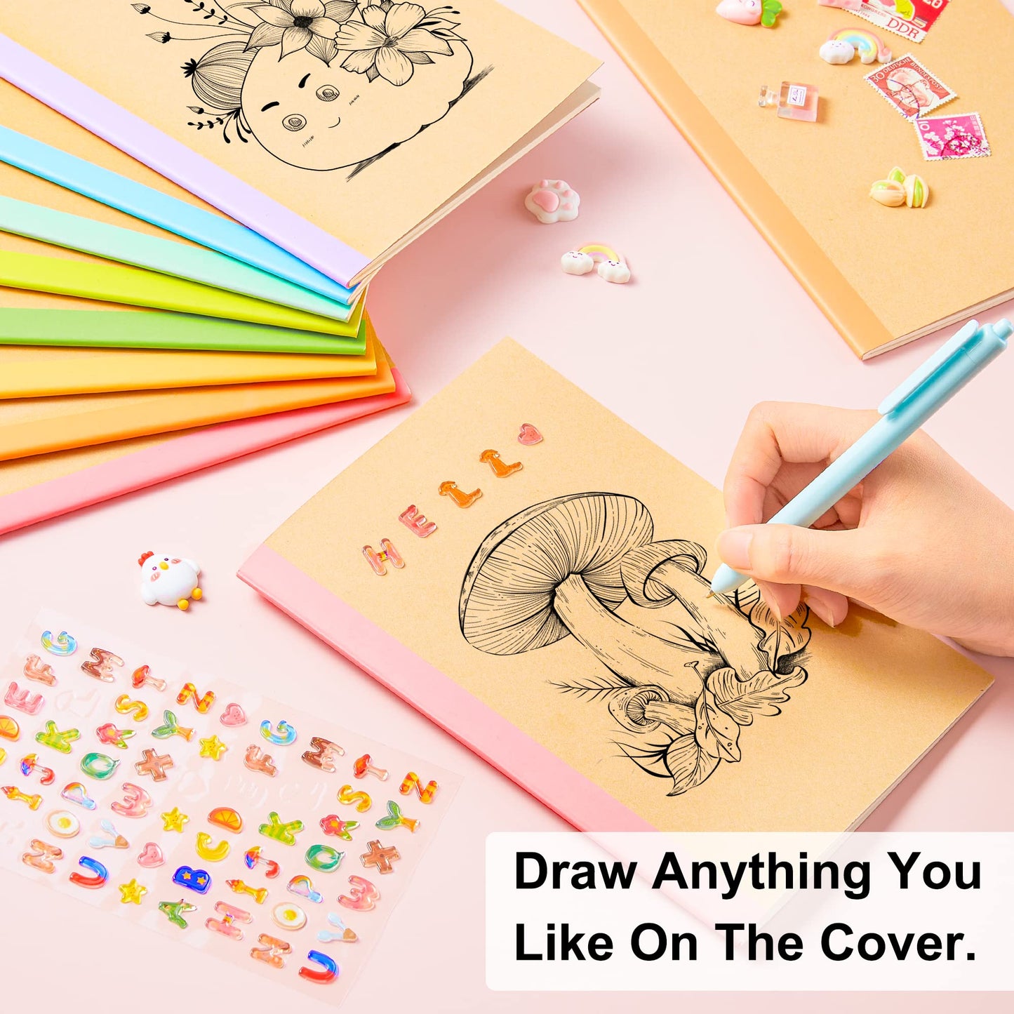 16 Pack Composition Notebook, 60 Pages, 8.3”x 5.5”, A5, 8 Pastel Colors