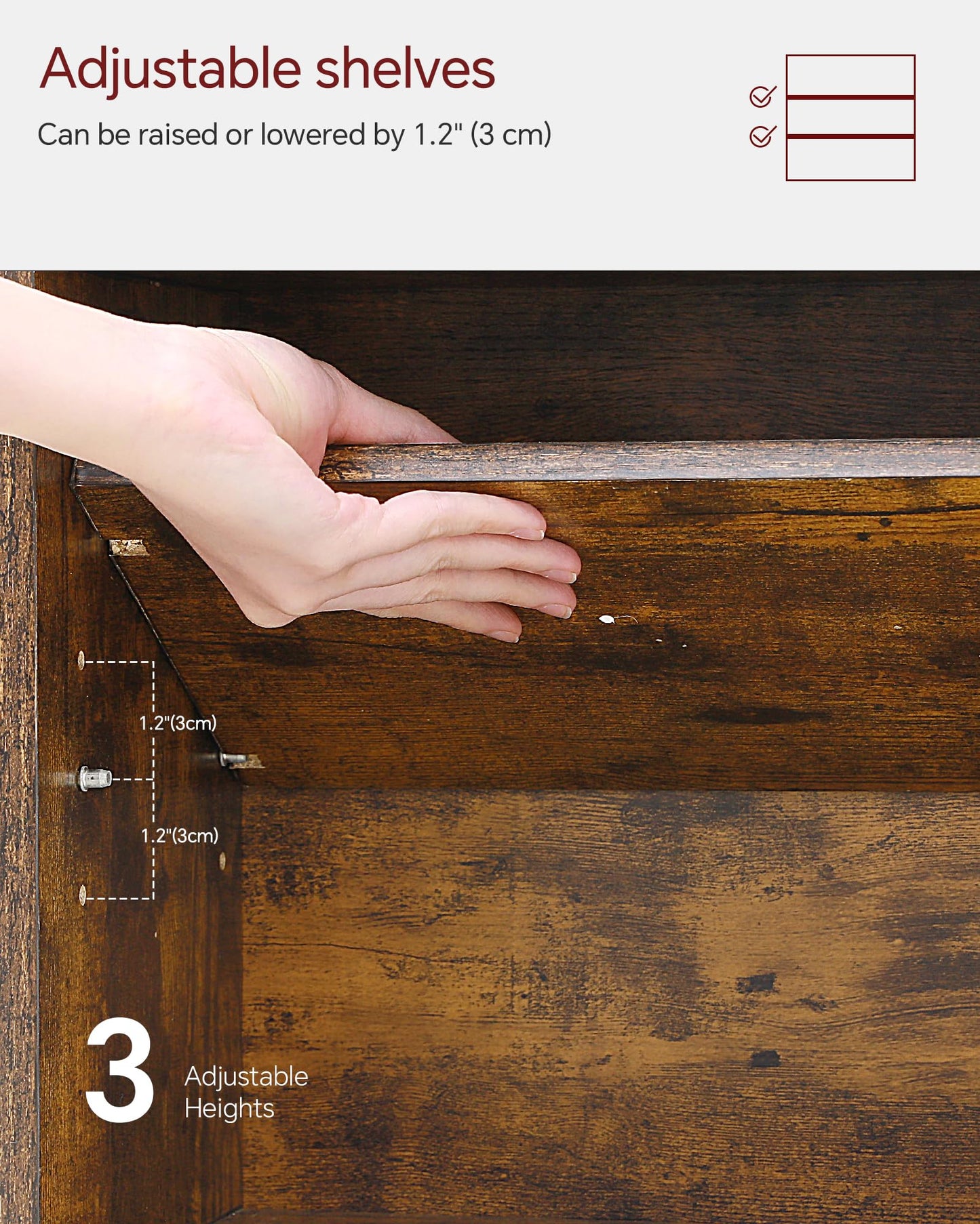 6 Tier Tree Bookshelf, Small Bookcase with Storage Cabinet, Rustic Brown