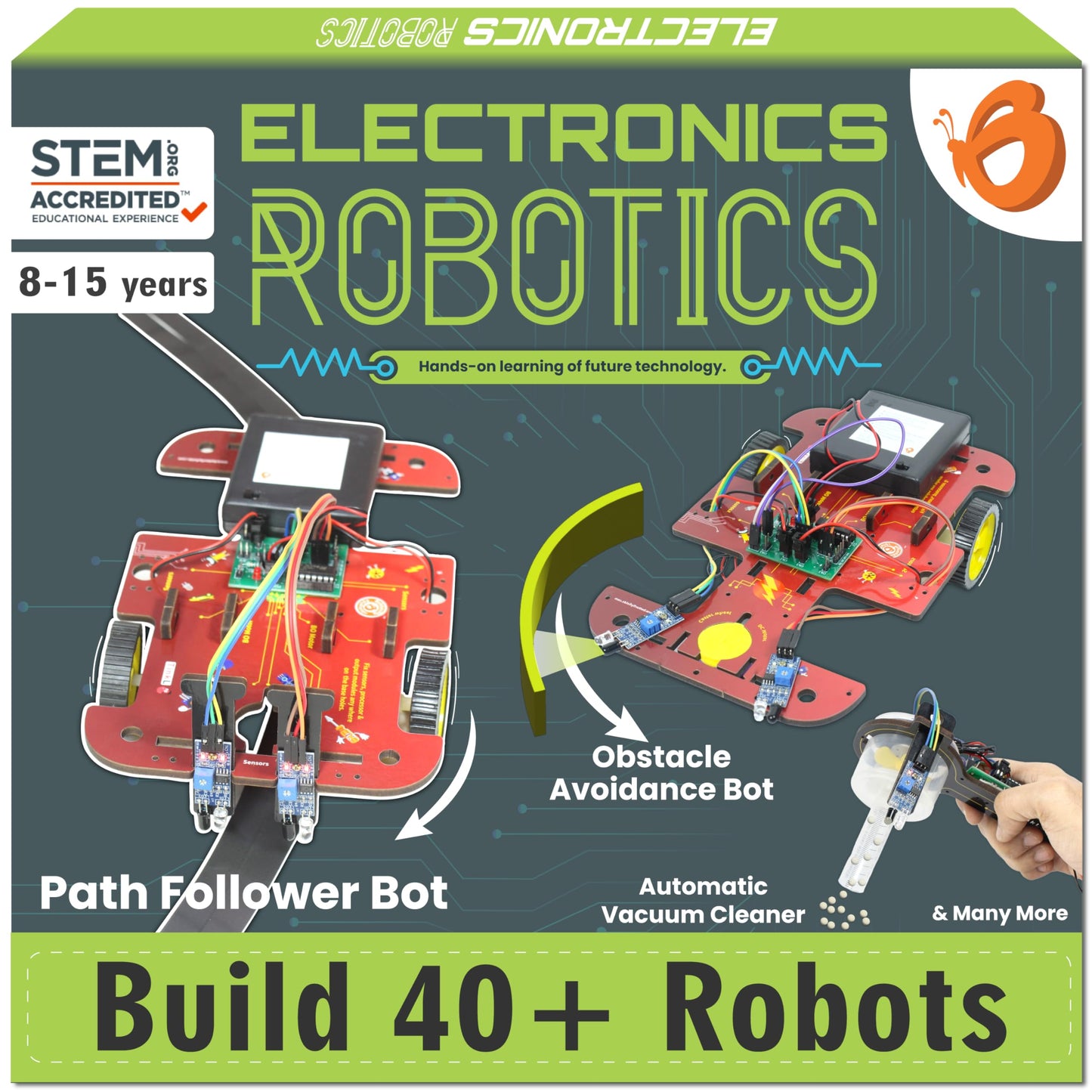 Butterfly Edufields 40 in 1 STEM Robotics Kits - Electronics Board & Sensors- 100+ Parts