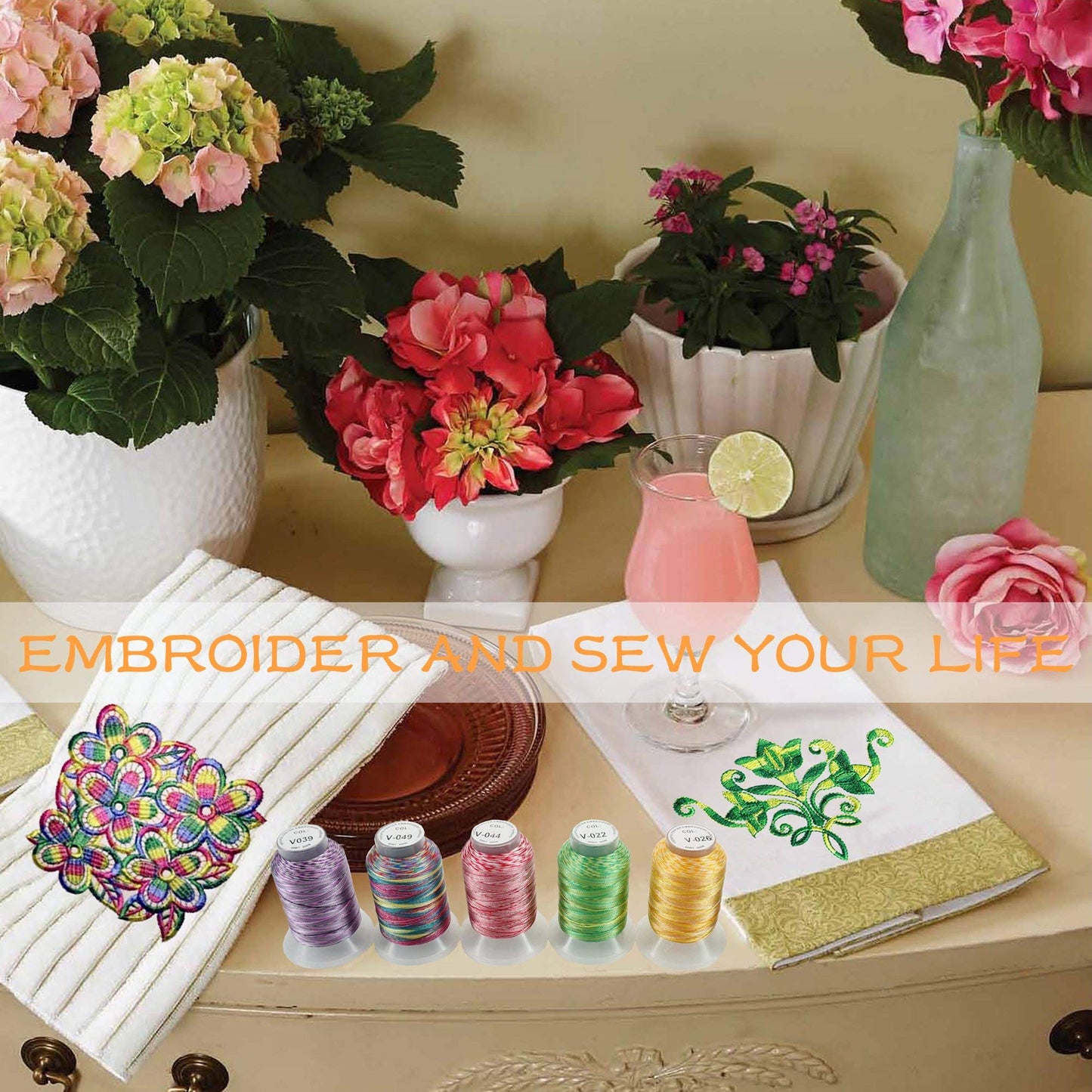 25 Colors Variegated Polyester Embroidery Machine Thread Kit
