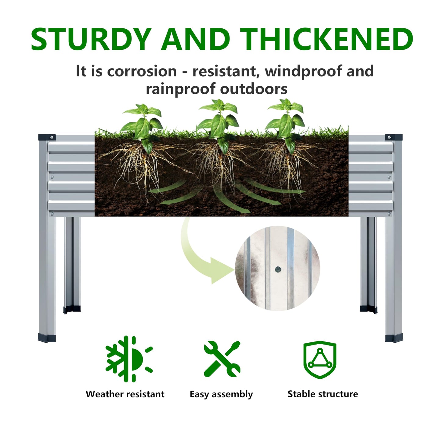 Galvanized Raised Garden Bed with Legs, 2PCS 48×24×30in Elevated Planter Box