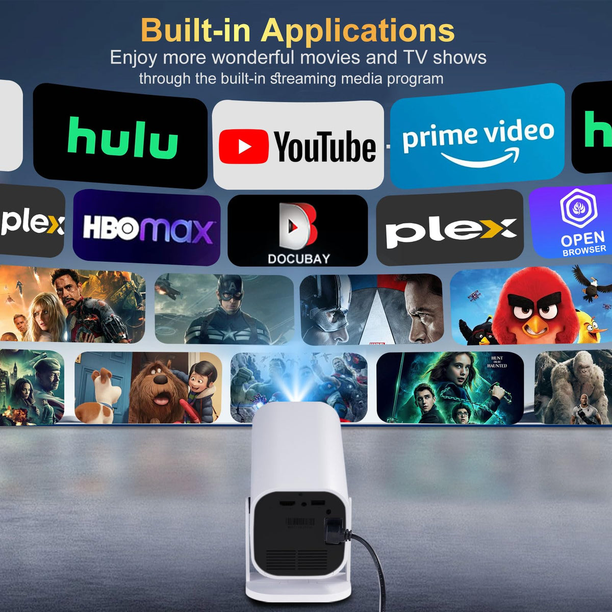 YGSKK Mini Projector with Wifi and Bluetooth