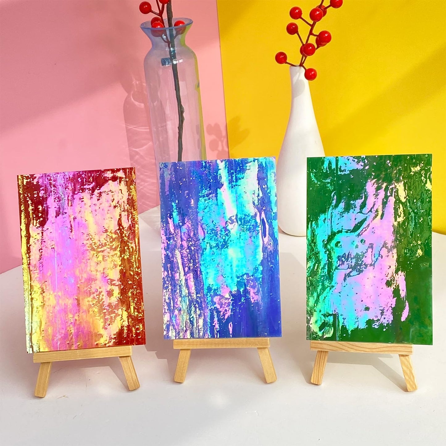 24 Sheets Iridescent Stained Glass Sheet Variety Pack