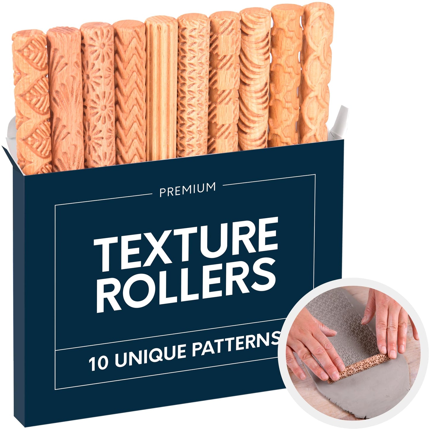 Clay Texture Rollers- 10-Pack