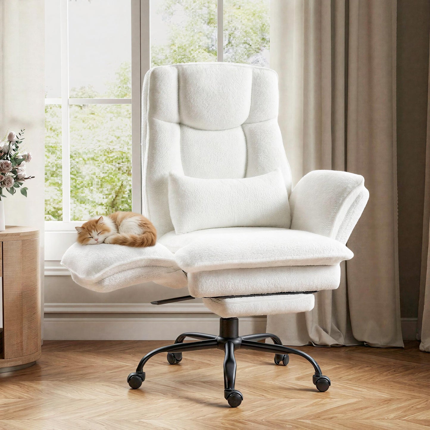 Office Chair, Heavy-Duty Chair, Fabric White