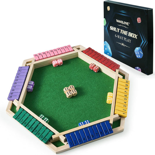 Shut The Box Dice Game, Traditional Wooden