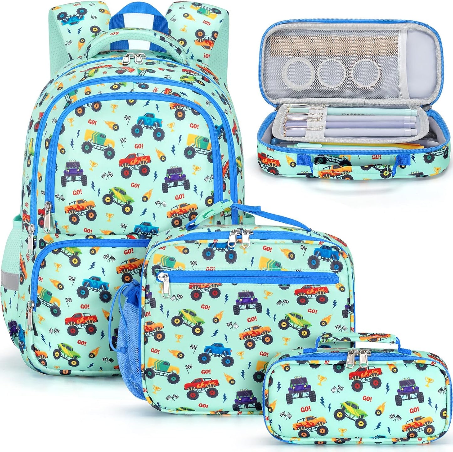 Fimibuke Kids Backpack, 3-in-1 Set with Lunch Box & Pencil Case