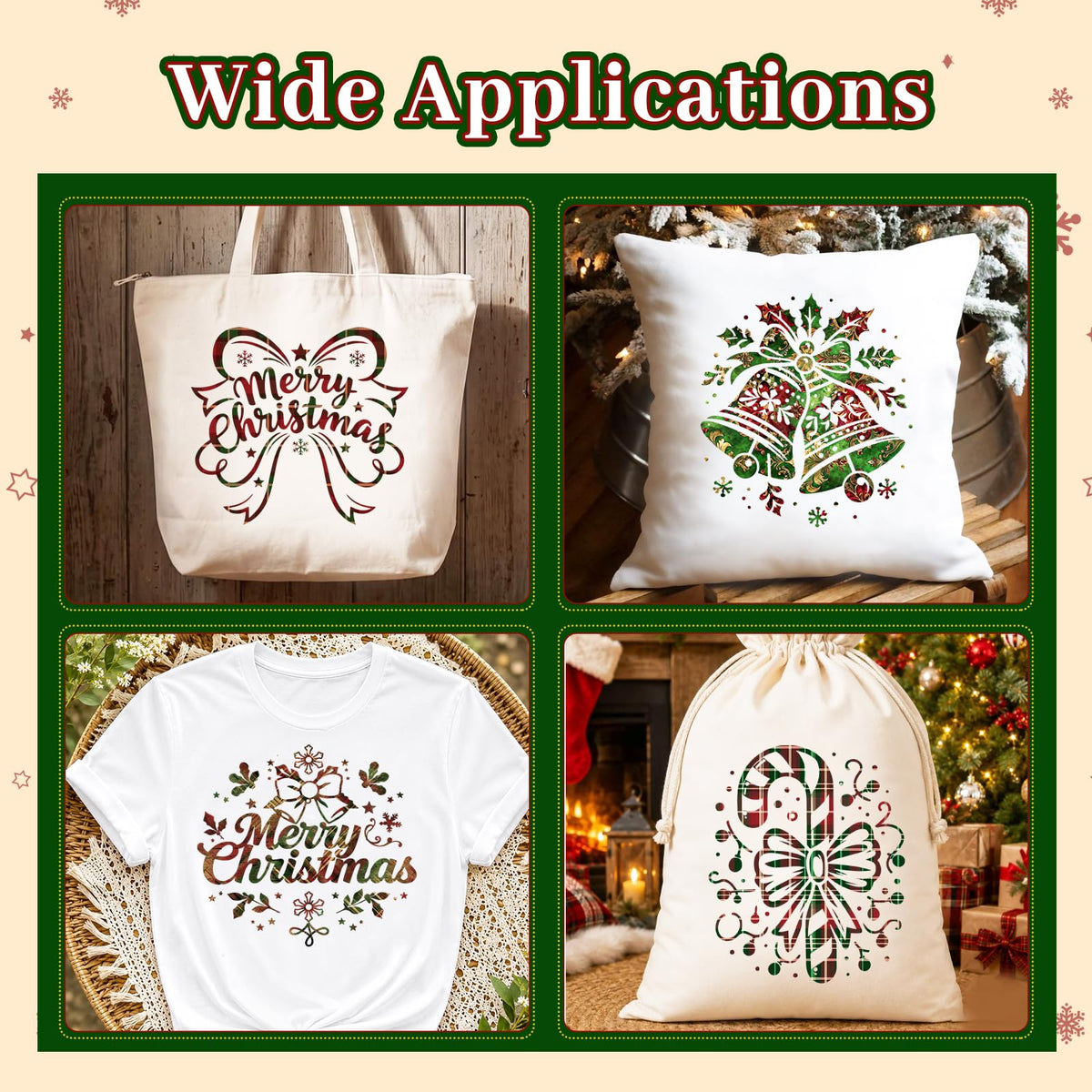 Tintnut Rich Christmas Heat Transfer Vinyl,10 Pcs 12×10in Iron on Vinyl