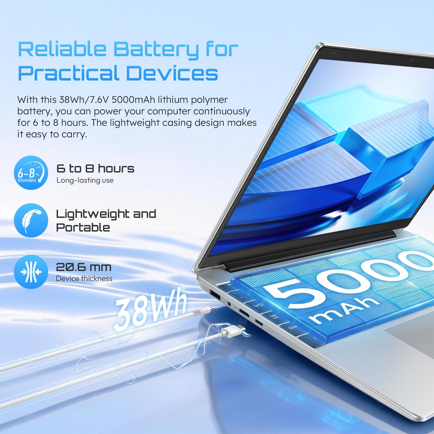 15.6" Laptop, 1-Year Office 365, 4GB RAM 128GB Storage Expandable to 512GB
