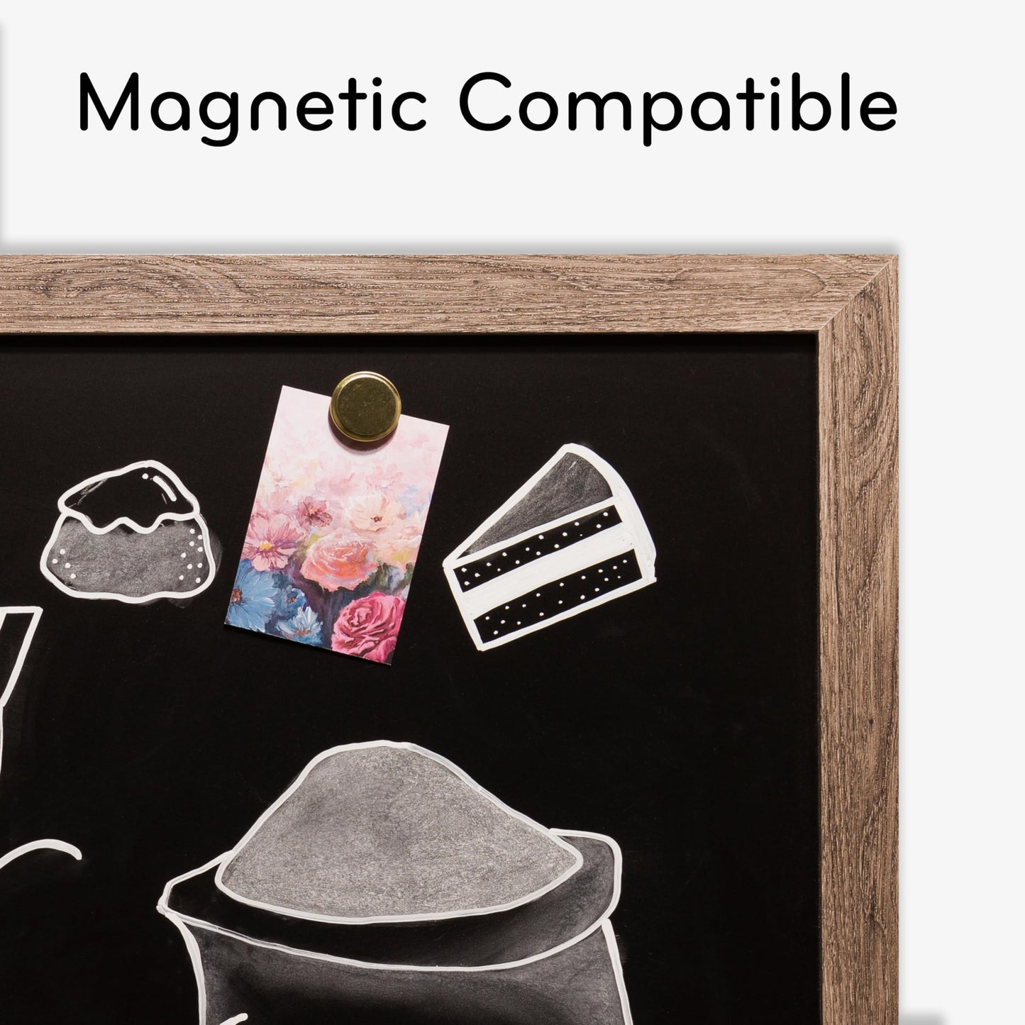 U Brands Magnetic Chalkboard, 24" x 36", Rustic Wood Frame