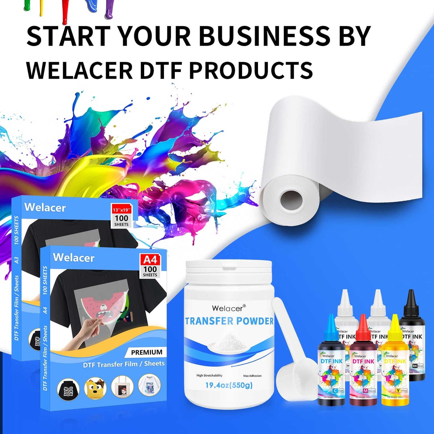 100 Sheets DTF Transfer Film Paper A4 Double Sided Thick Clear Pretreat Sheets