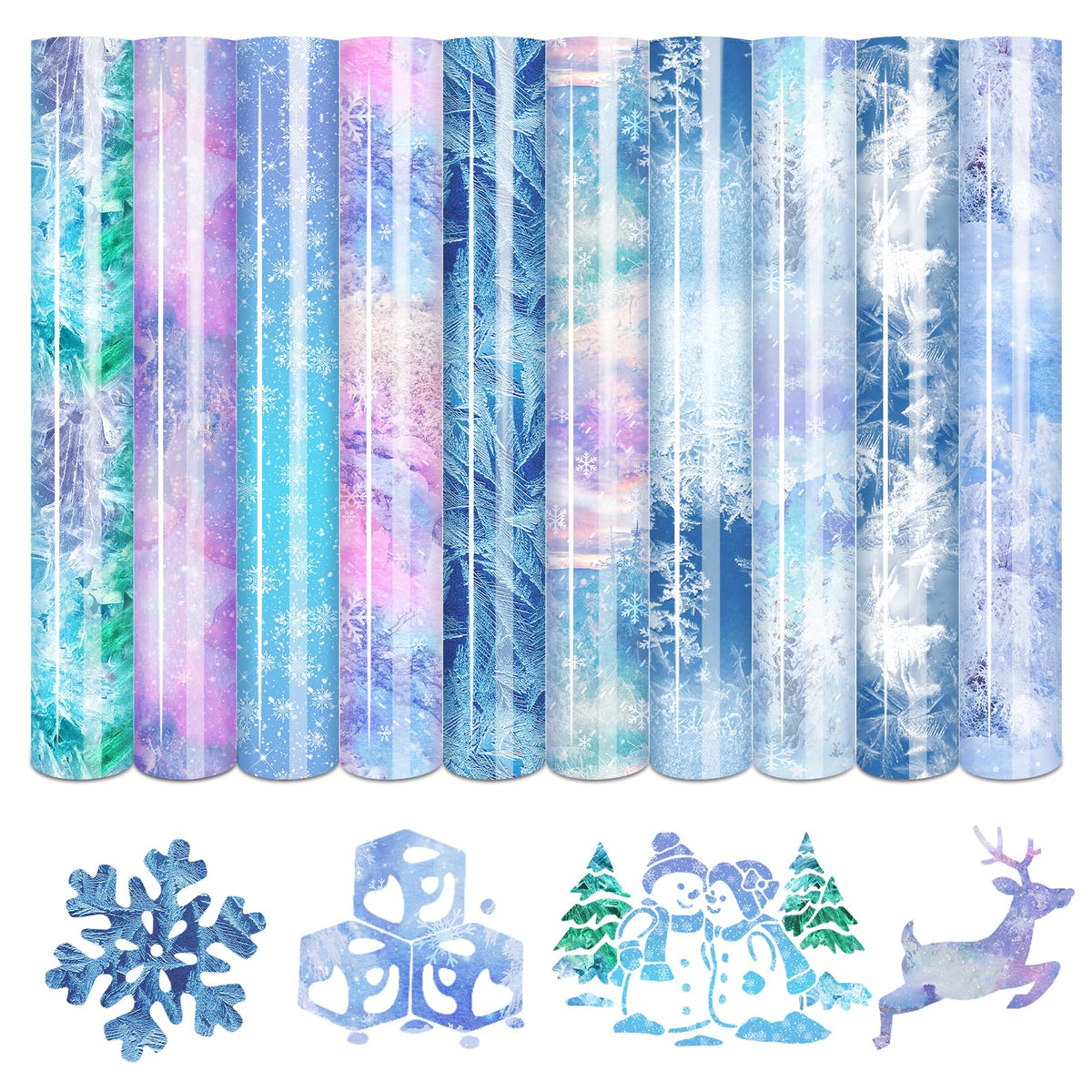 Tintnut Winter Snowscape Heat Transfer Vinyl,10 Pcs 12×10in Iron on Vinyl
