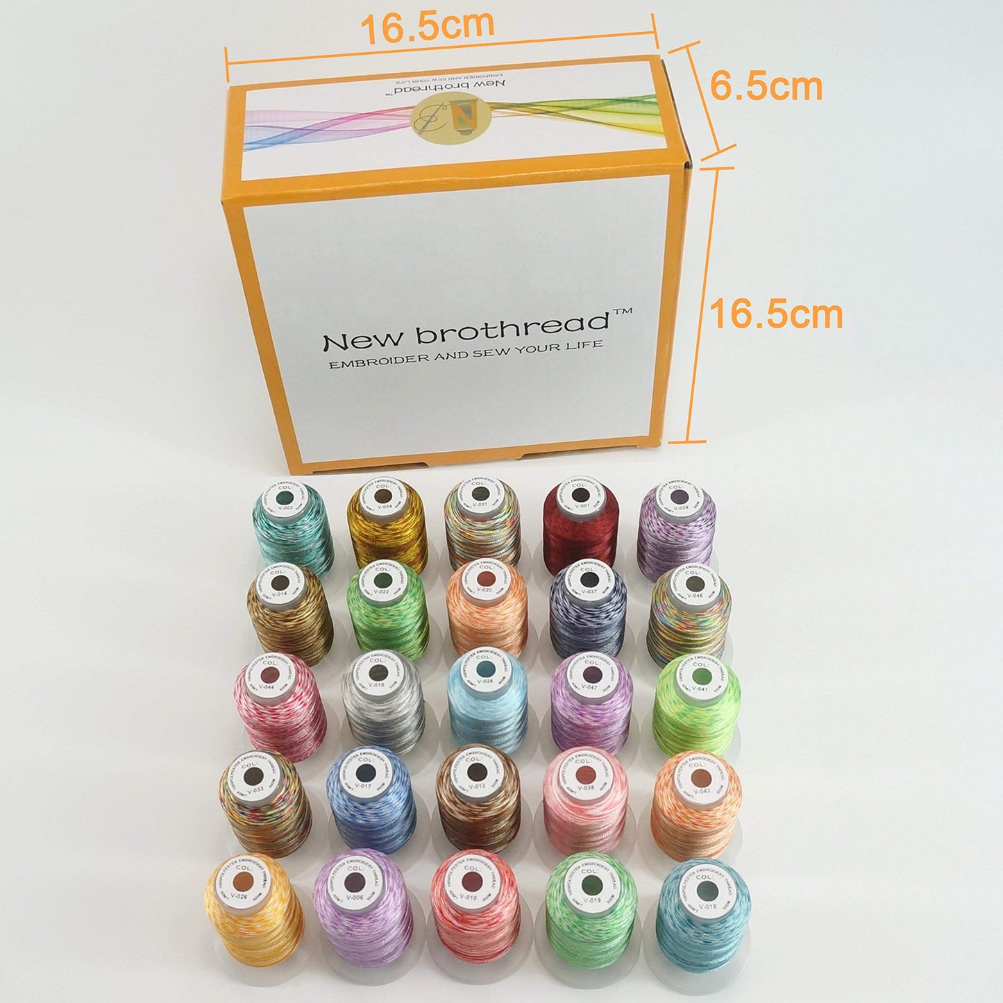 25 Colors Variegated Polyester Embroidery Machine Thread Kit