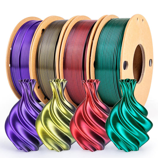 Silk 3D Printing Filament PLA+ Dual Color Black Series Bundle 4-Pack