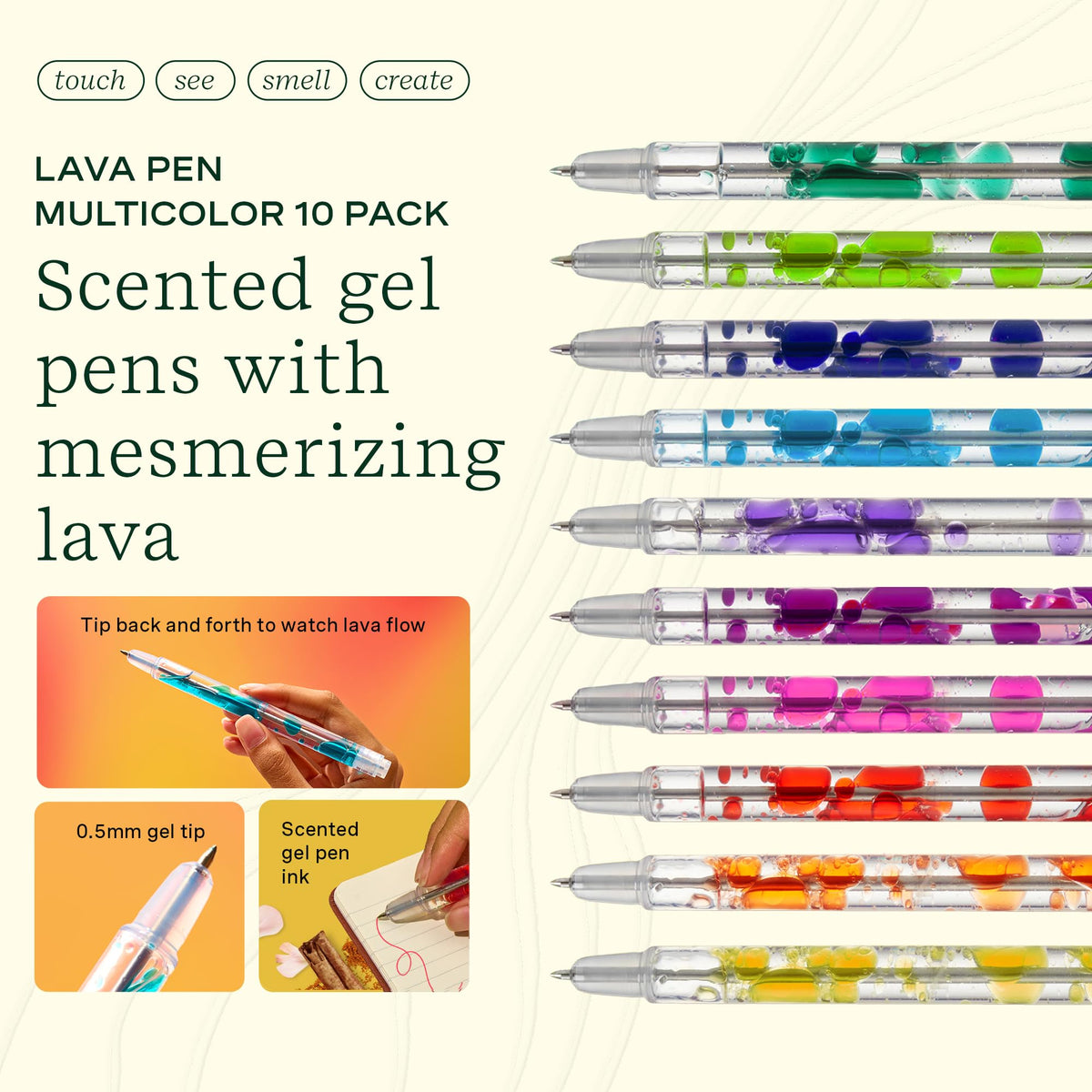 Lifelines Scented Lava Gel Pen Set, 10 Multi-Color Pack, 0.5mm
